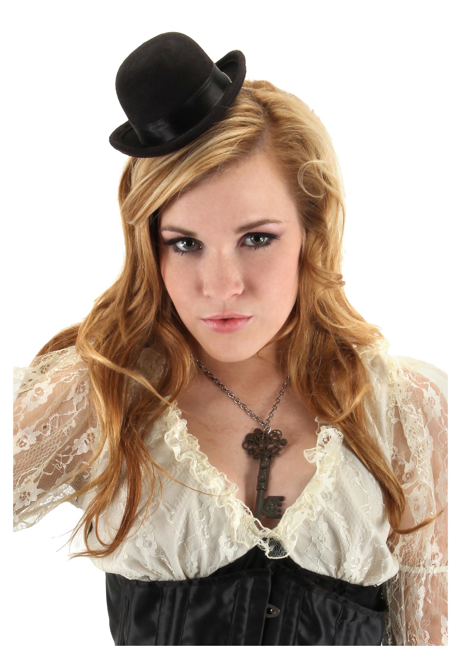 Perial Co Mini Bowler Hat – White, Costume, Reenactment, Theatre, Mad Hatter