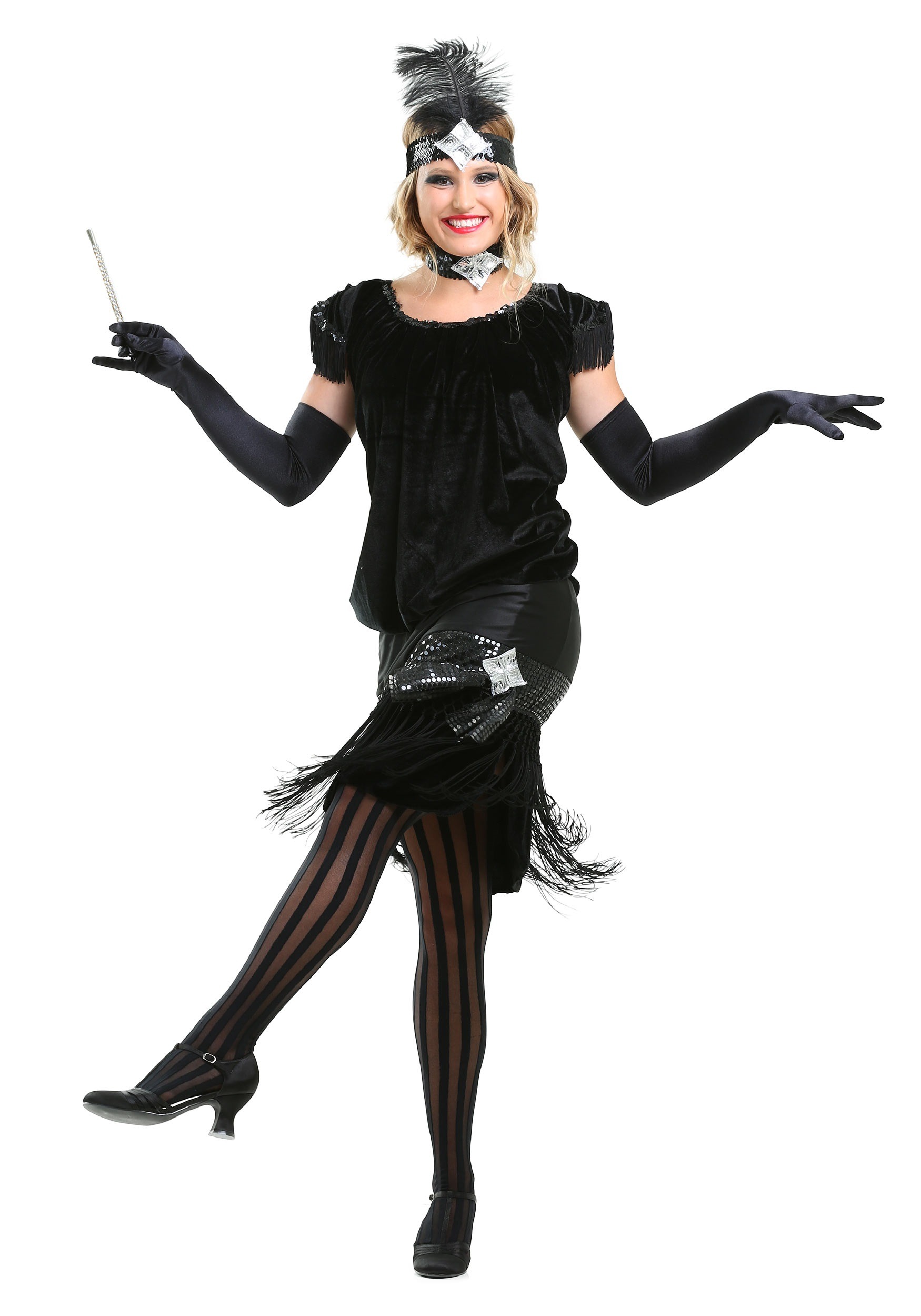 Photos - Fancy Dress Deluxe FUN Costumes Velvet Flapper  Costume Black FUN1001AD 