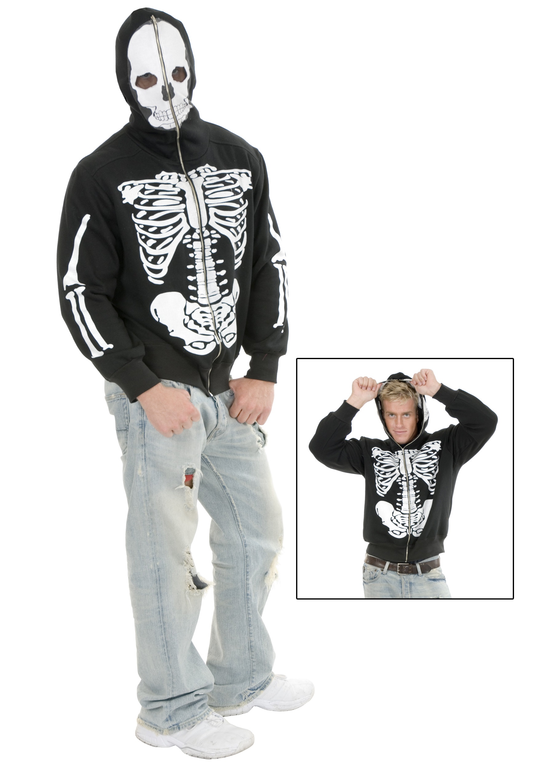 Skeleton Zip Up Hoodie Sweatshirt for Adults