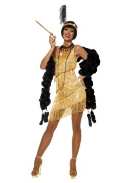 Dazzling Gold Flapper Costume For Women