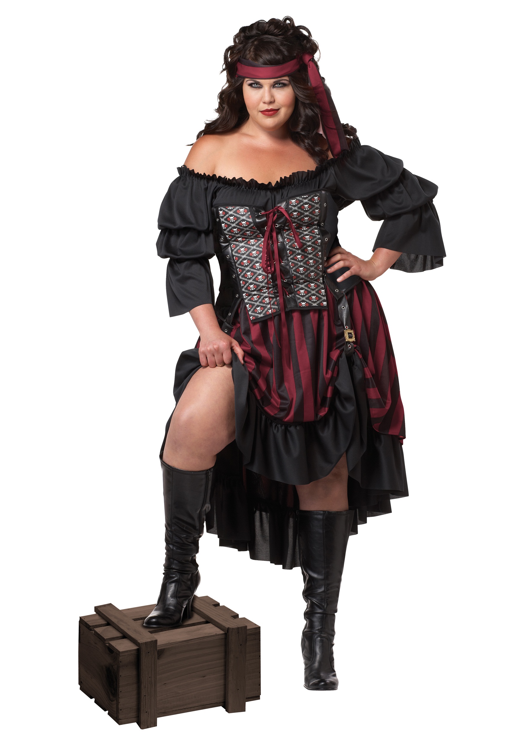 Womens Pirate First Mate Fancy Dress S XL Ladies Buccaneer Wench Lady Costume 