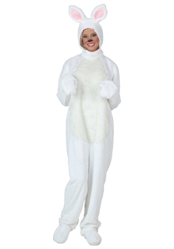 Plus Size White Bunny Costume For Adults