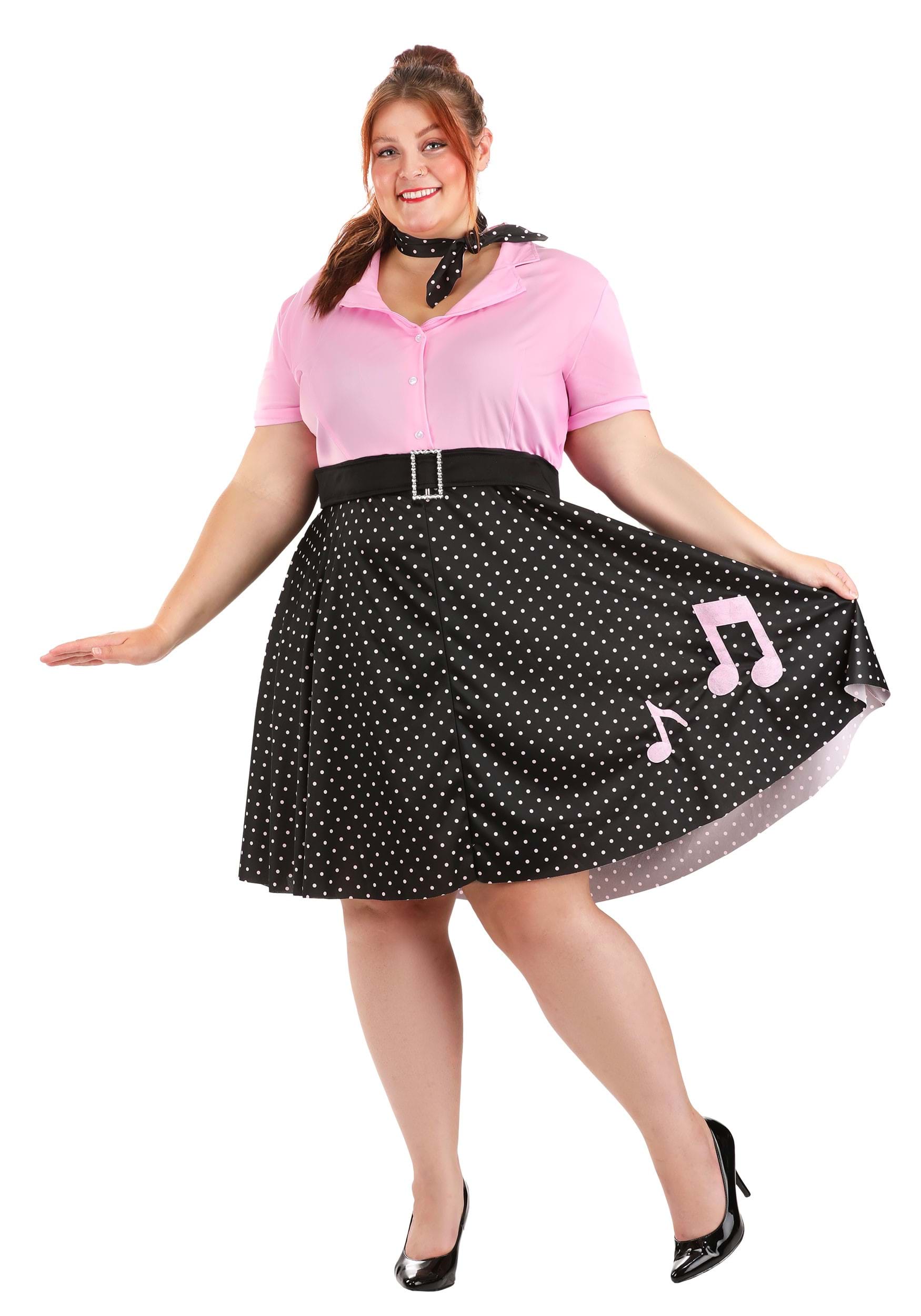 Photos - Fancy Dress FUN Costumes Women's Plus Size Sock Hop Cutie Costume Black/Pink FUN26