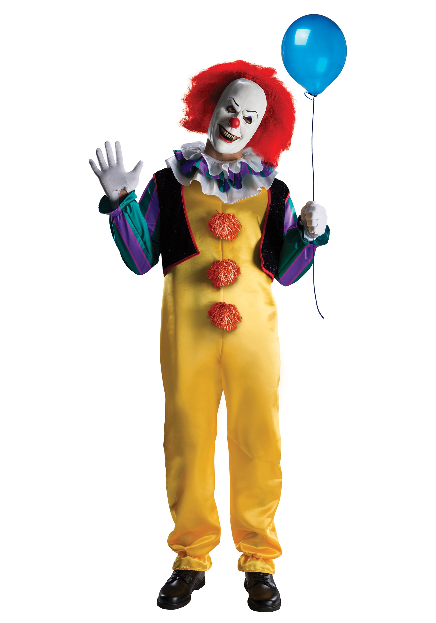 Mens IT Movie Pennywise Costume Stephen King Evil Circus Clown Halloween Outfit