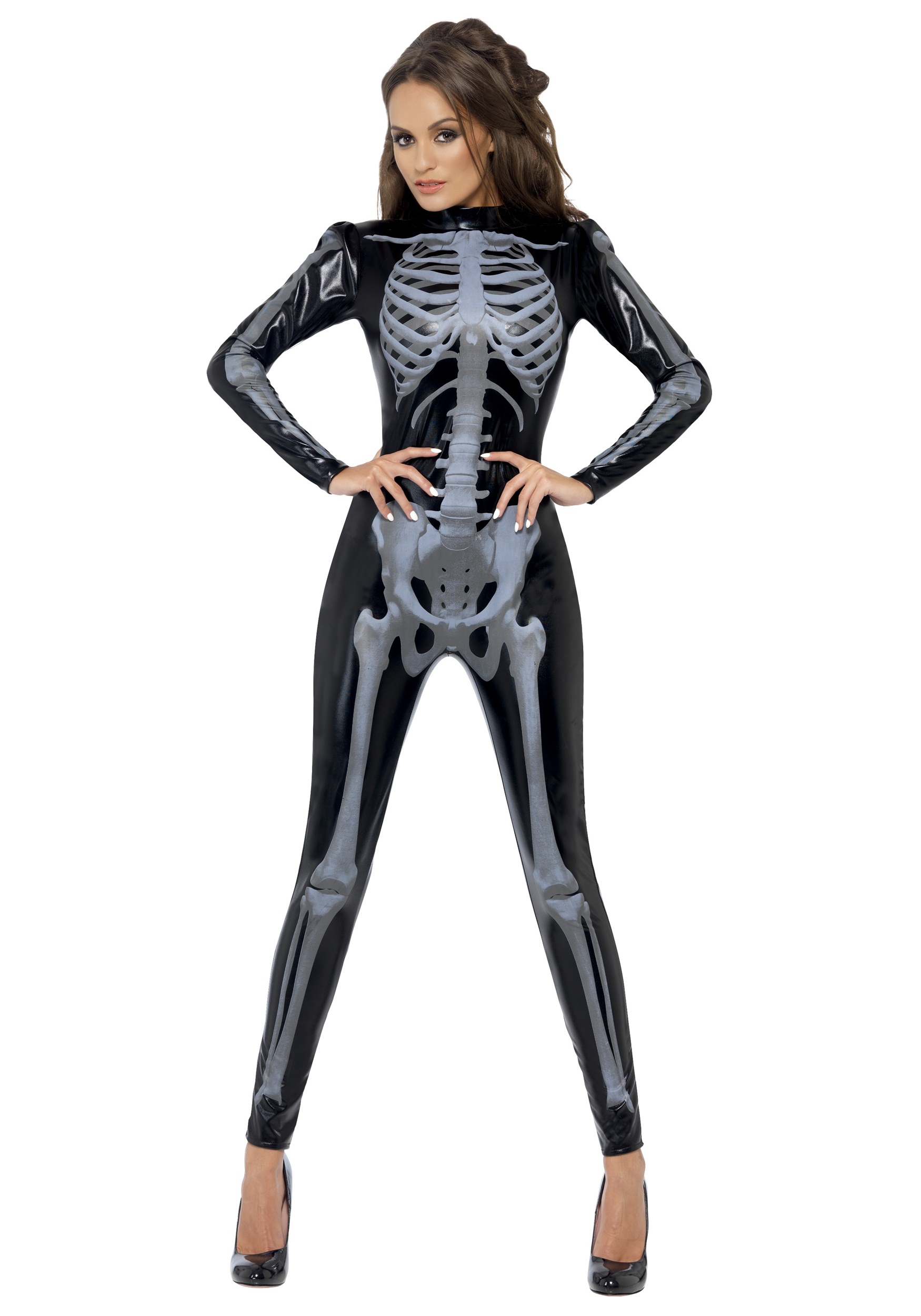 Photos - Fancy Dress X-Ray Smiffys Women's  Skeleton Jumpsuit Costume Black/White SM43838 