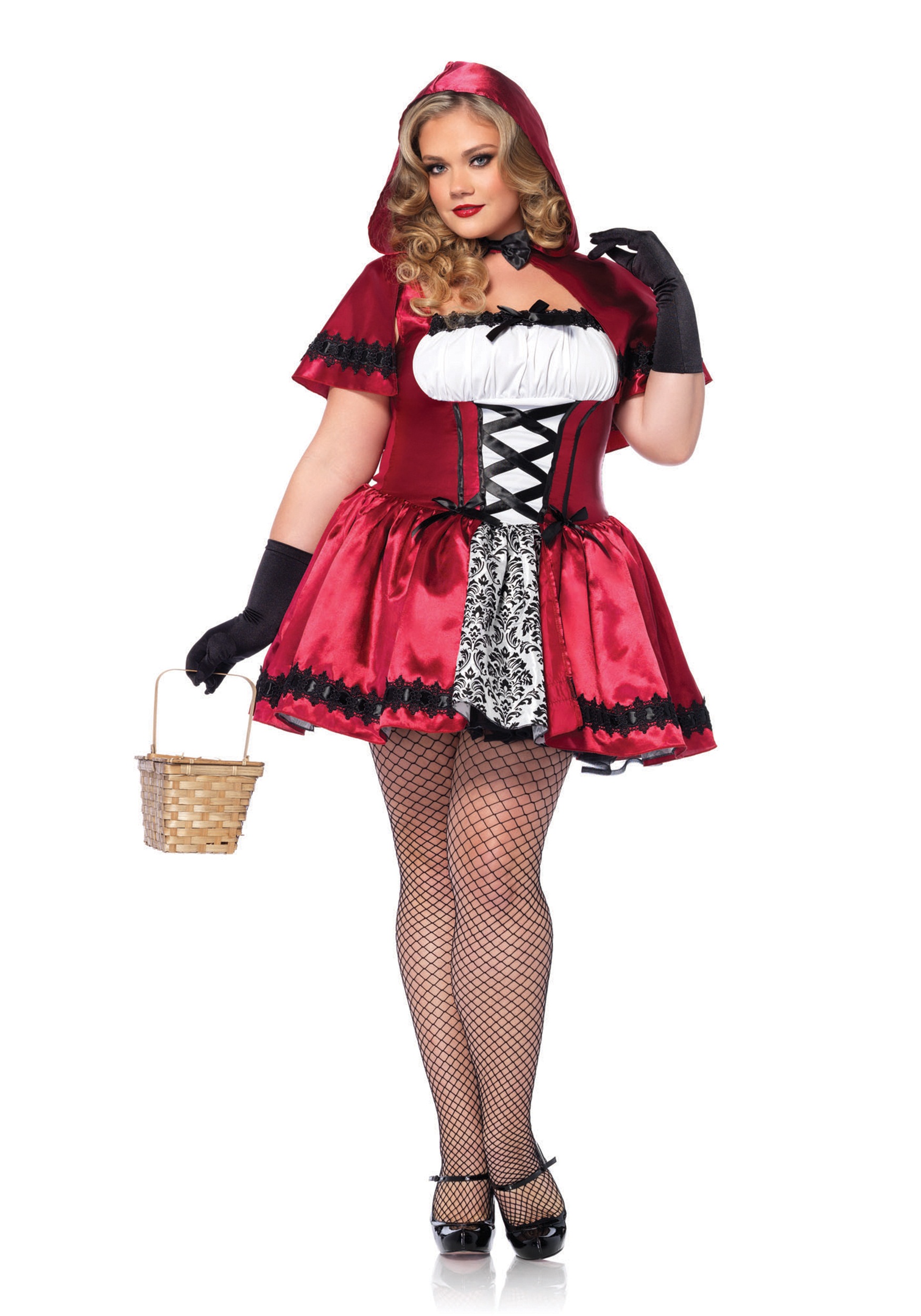Photos - Fancy Dress MKW Leg Avenue Plus Size Gothic Red Riding Hood Womens Costume Black/Red L 