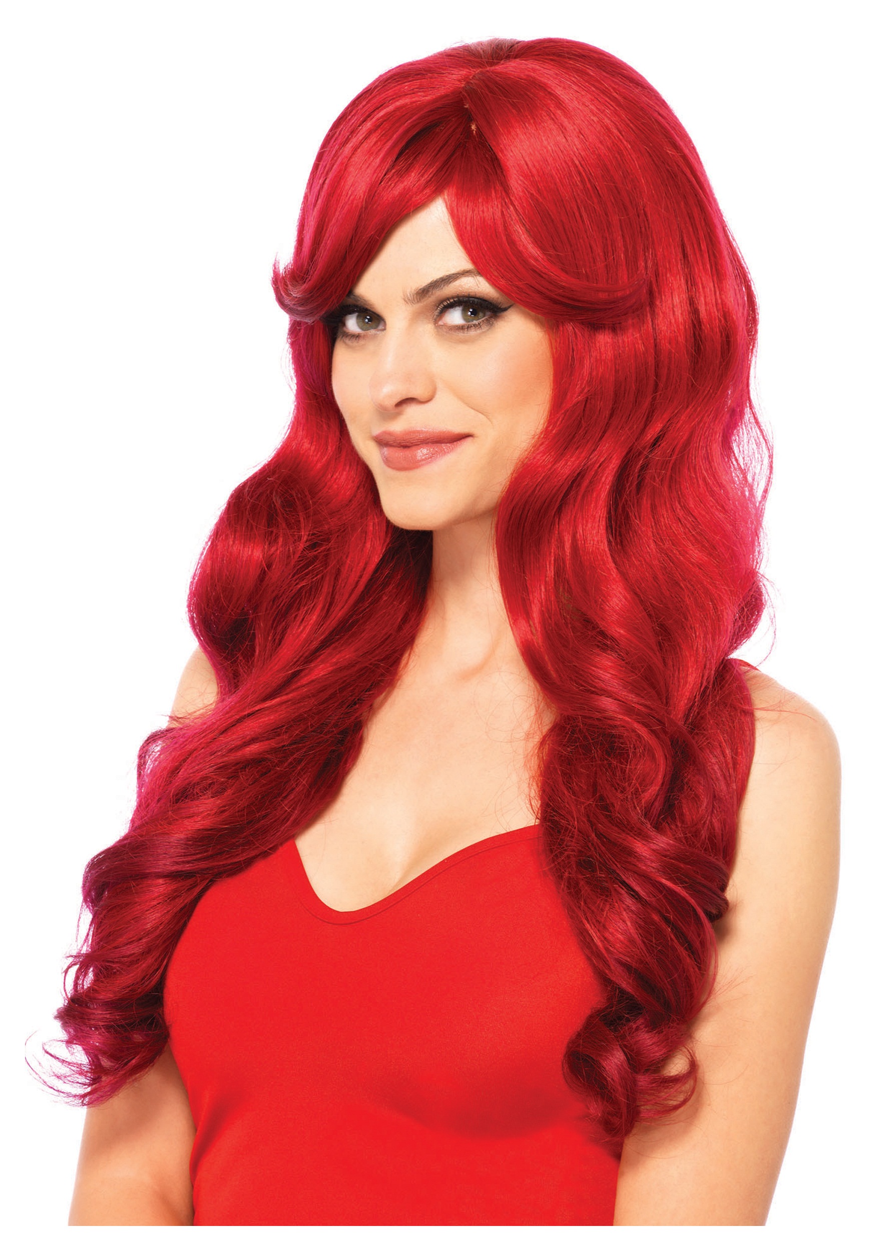 W481 Auburn Superstar Costume Celebrity Popstar Red Wig Long Wavy Model Ginger