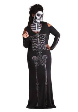 Womens Bone Appetit Skeleton Plus Size Long Dress update1