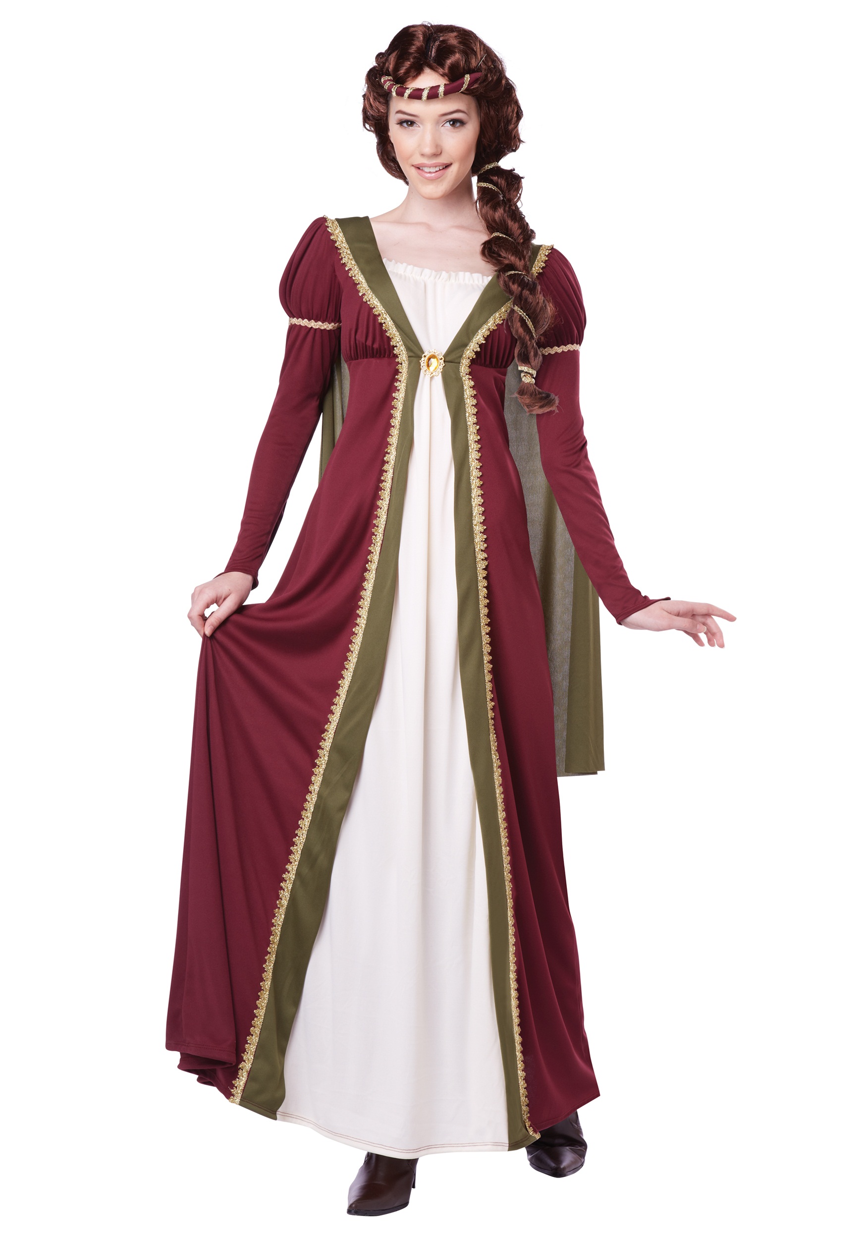Renaissance Woman Costume Adult Medieval Maiden Halloween Fancy Dress ...