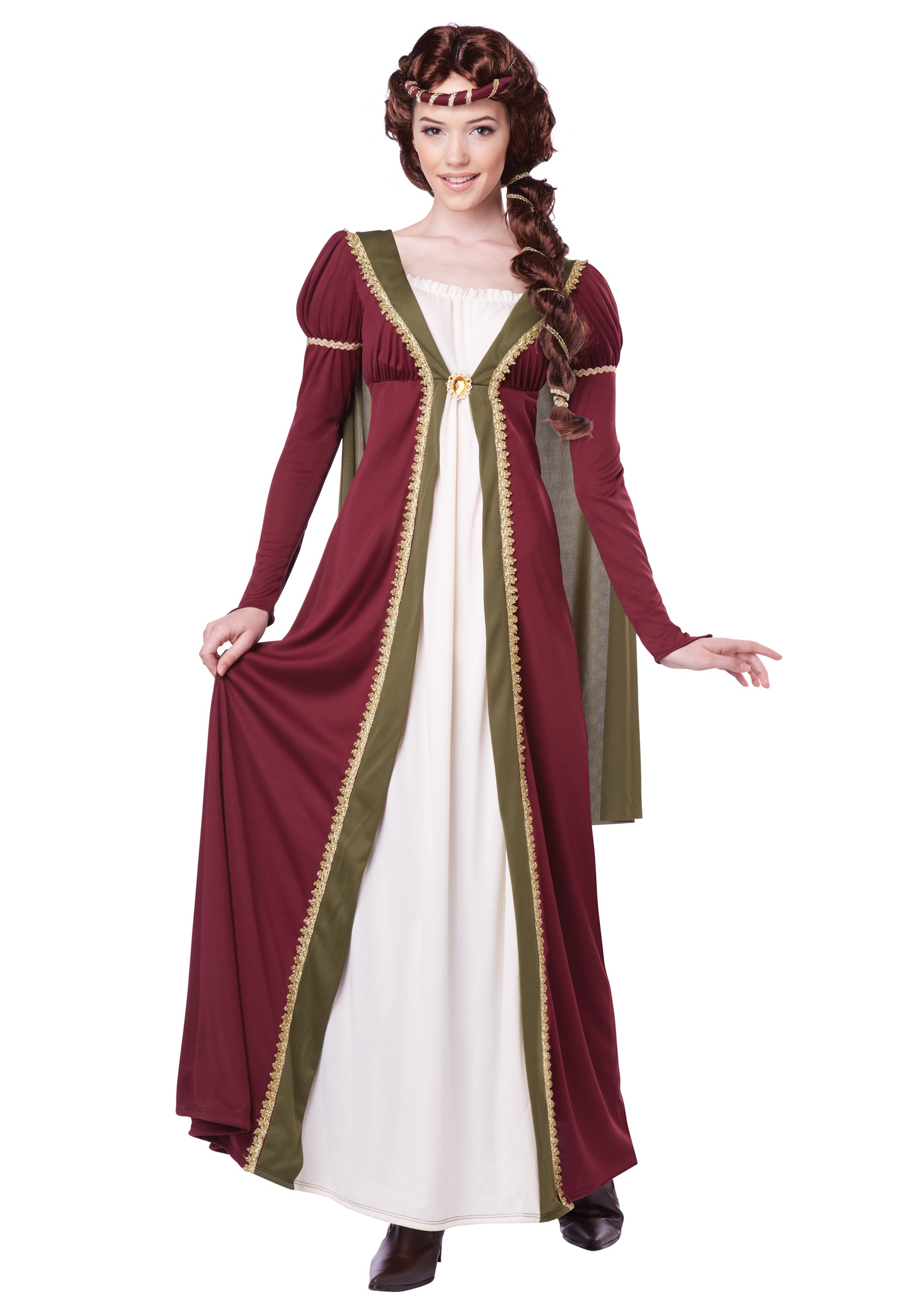 Renaissance Woman Costume Adult Medieval Maiden Halloween Fancy Dress Clothing Shoes 7075