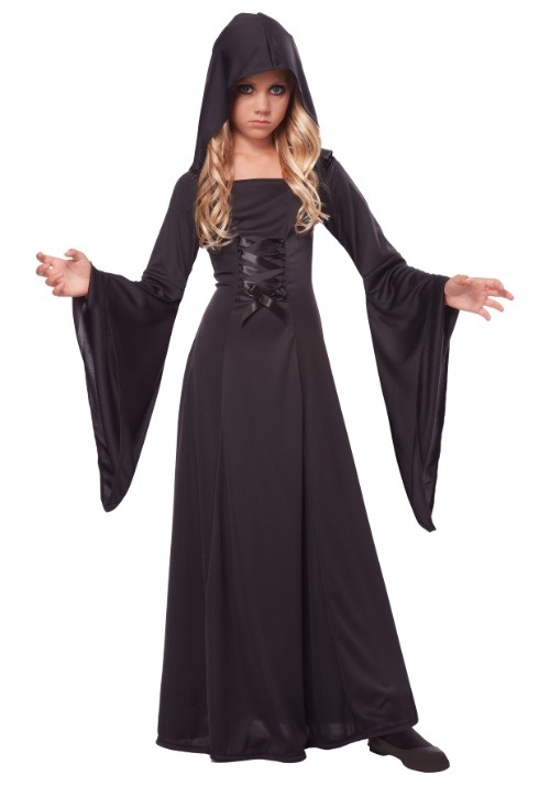 Deluxe Black Hooded Girls Robe