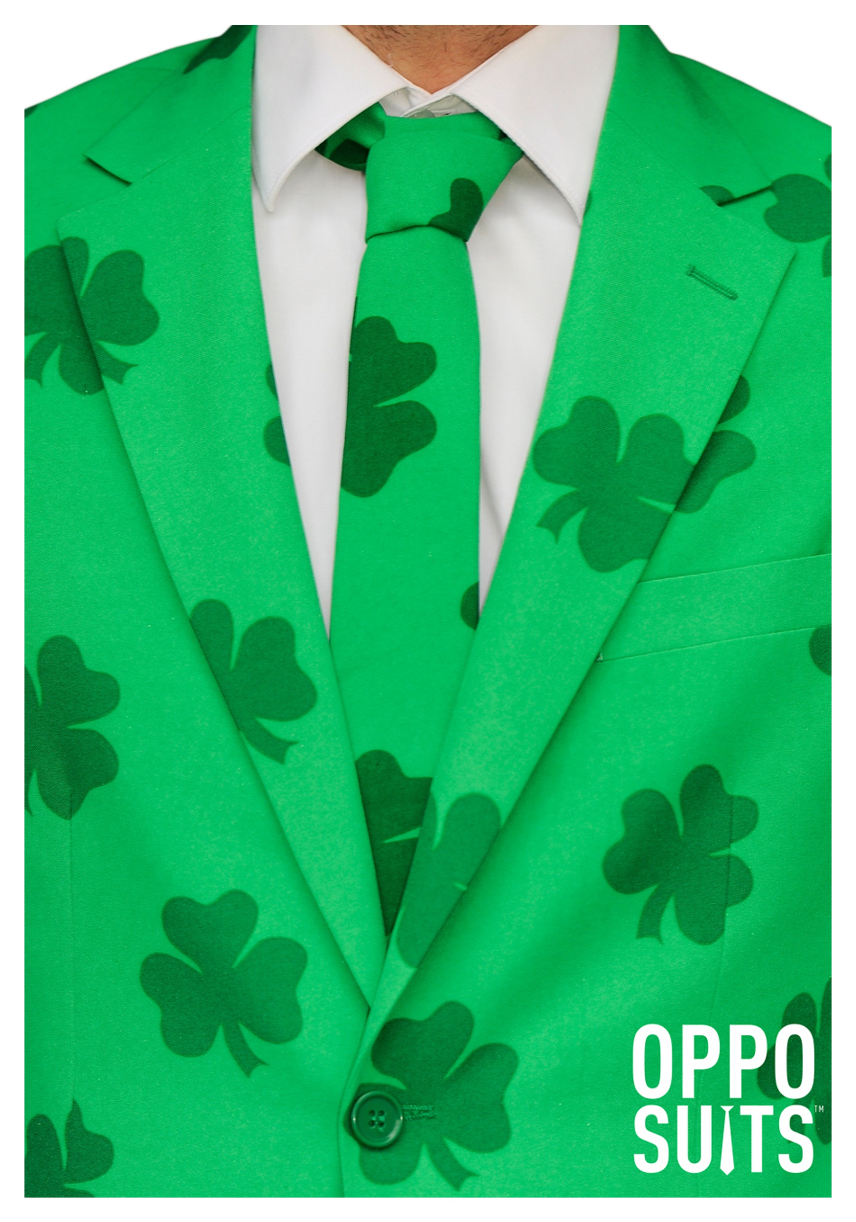 Large Suitmeister Mens St Patricks Day Clovers Party Suit and Tie