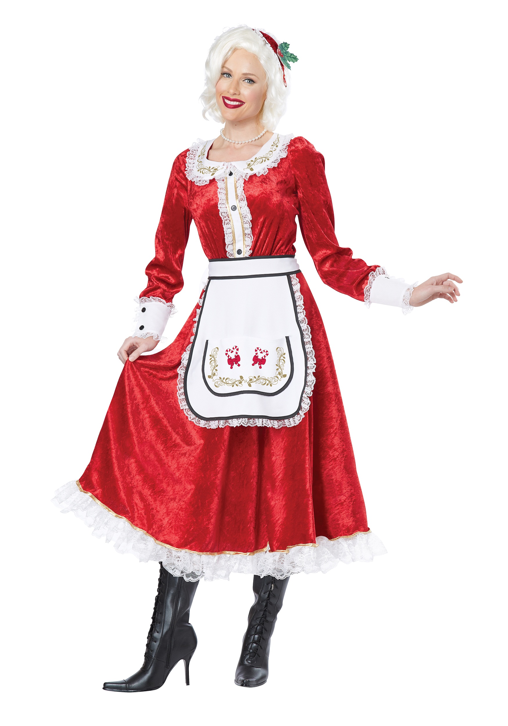 Claus Dress Traditional Costume Classic Red Gown Ladies Santa NEW Women's Mrs