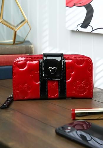Mickey and Minnie Red and Black Patent Embossed Wallet