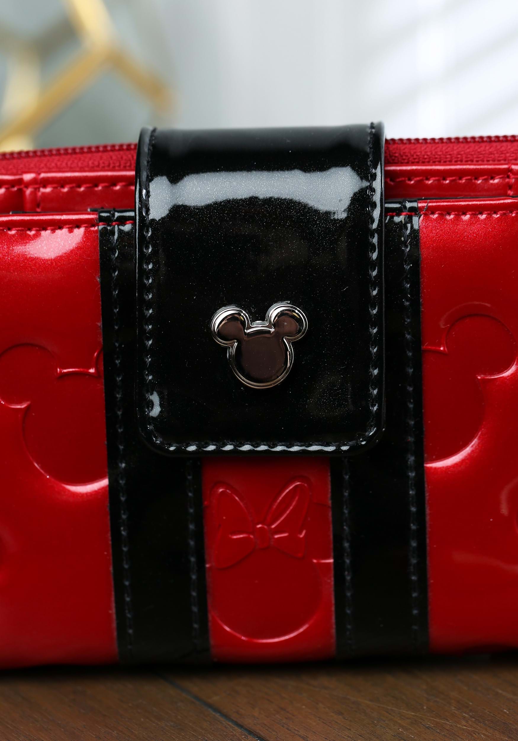 Disney Bag and Wallet Combo, Mickey Mouse Toss Print Red, Vegan Leather