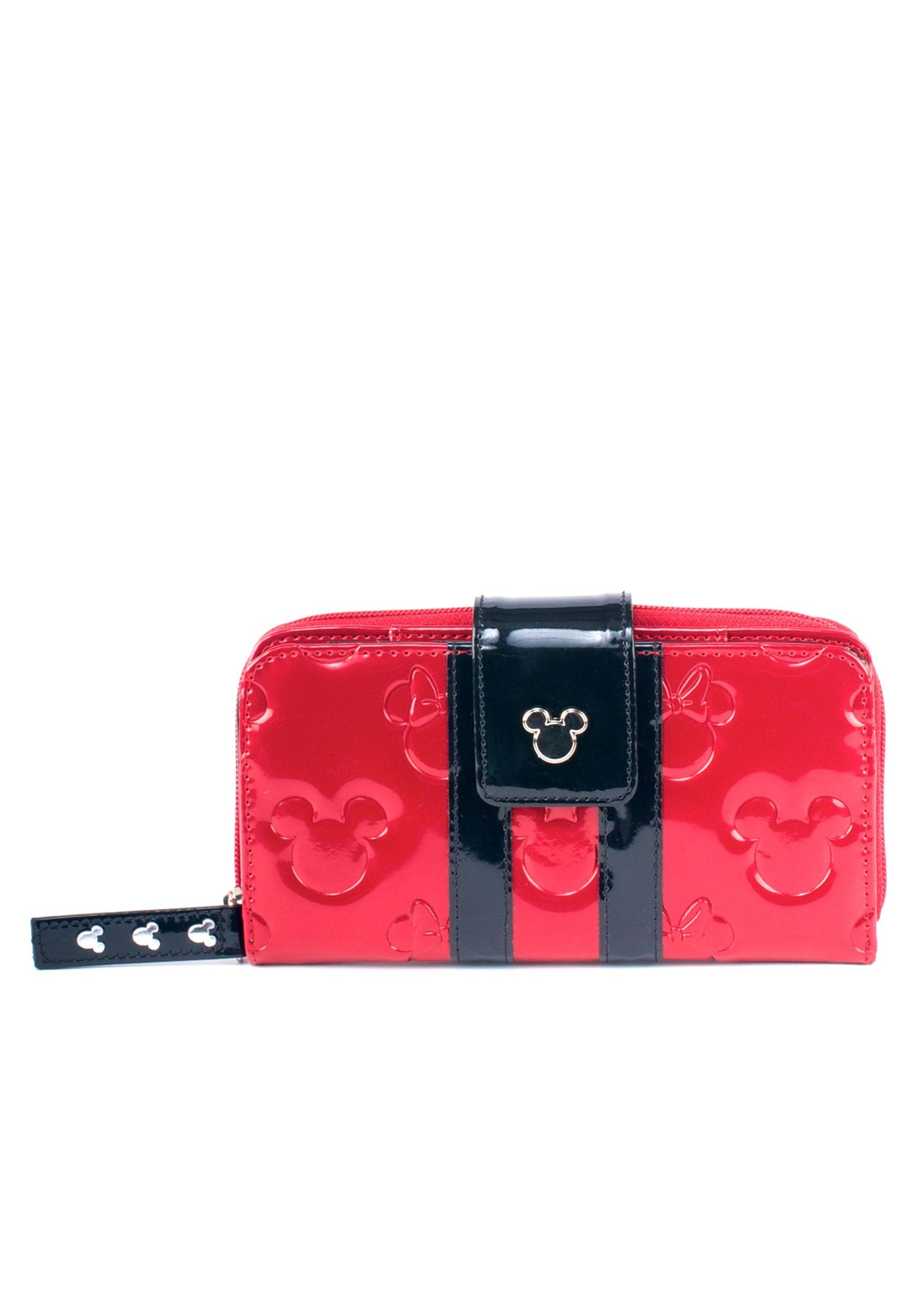 Loungefly Mickey and Minnie Red and Black Patent Embossed Bag