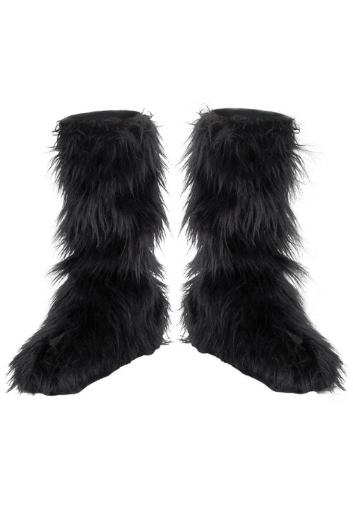 Kids Black Furry Boot Covers