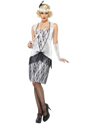  1920s Silver Flapper Costume For Adults