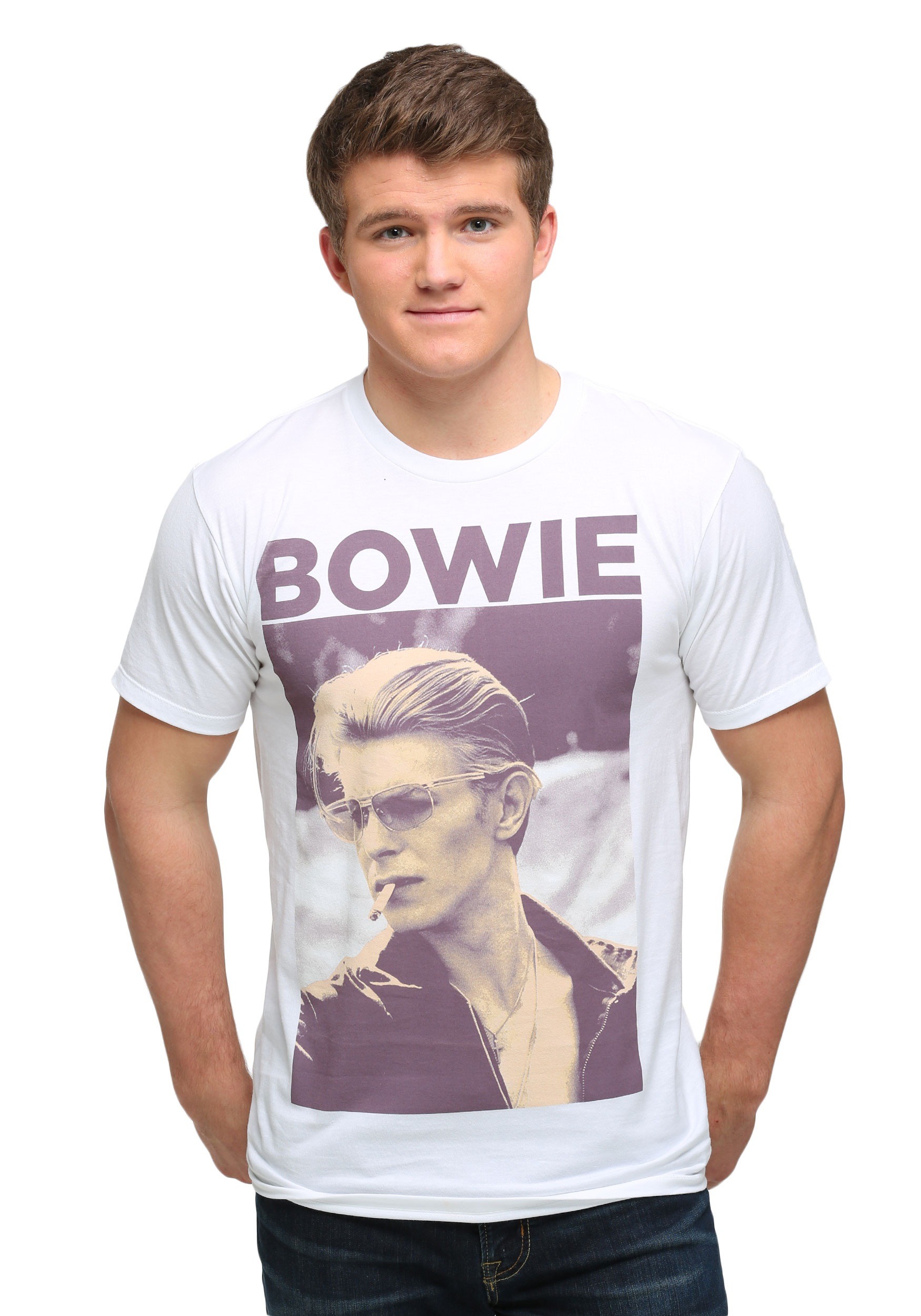 David Bowie Faces T-Shirt Femme Made in Italy Impression sérigraphique Artisanale Manuelle à l’Eau