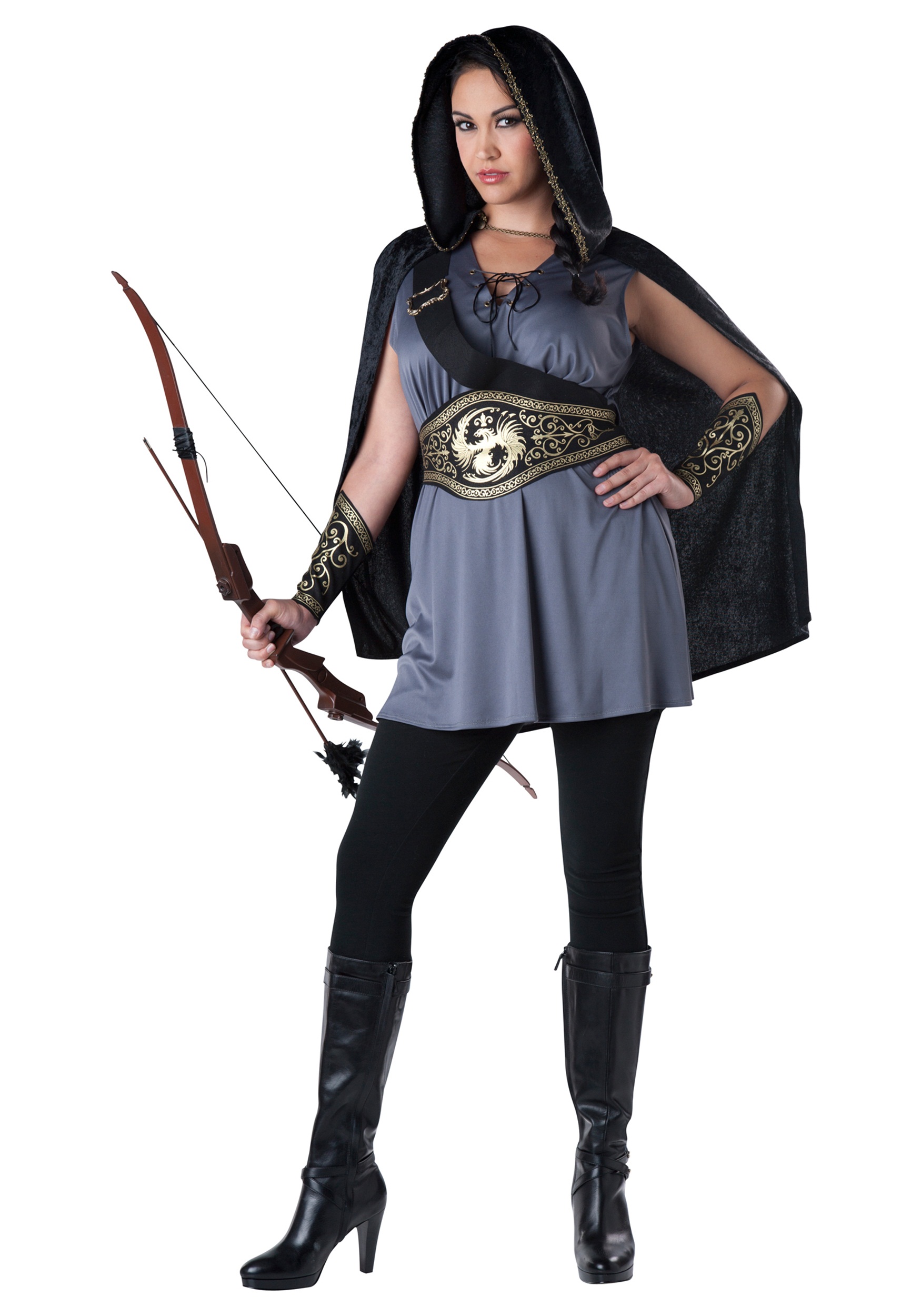 Photos - Fancy Dress Character In  Plus Size Huntress Women's Costume Black/Gray IN15026 