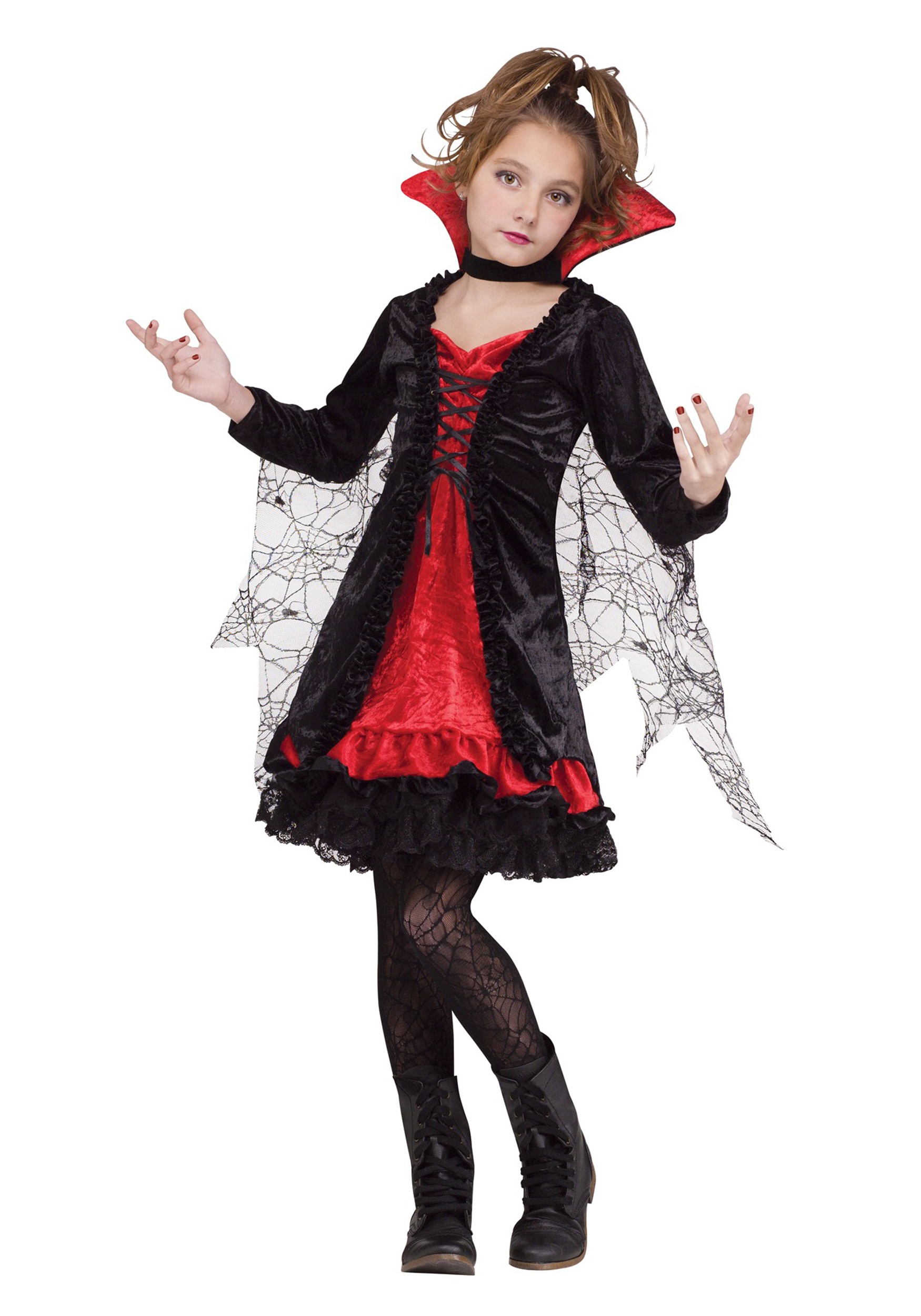 Photos - Fancy Dress Fun World Vampire Web Costume for Girls Black/Red FU116142