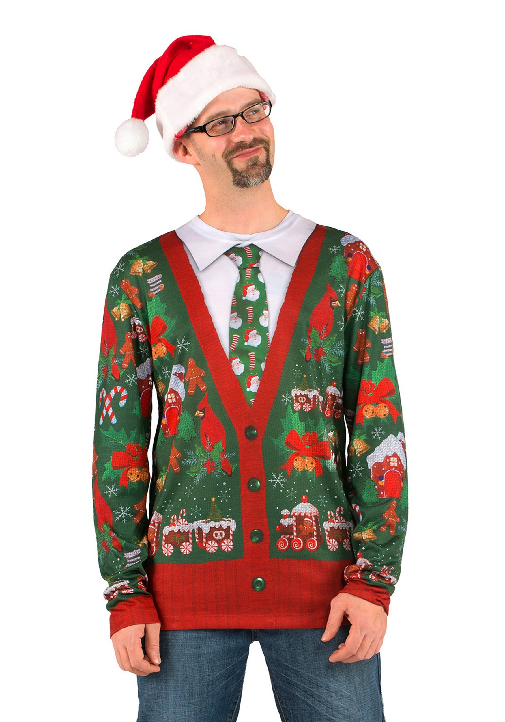 Mens Ugly Christmas Cardigan Shirt