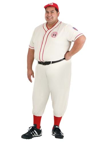 Plus Size A League of Their Own Coach Jimmy Costume with red baseball hat - size chart available