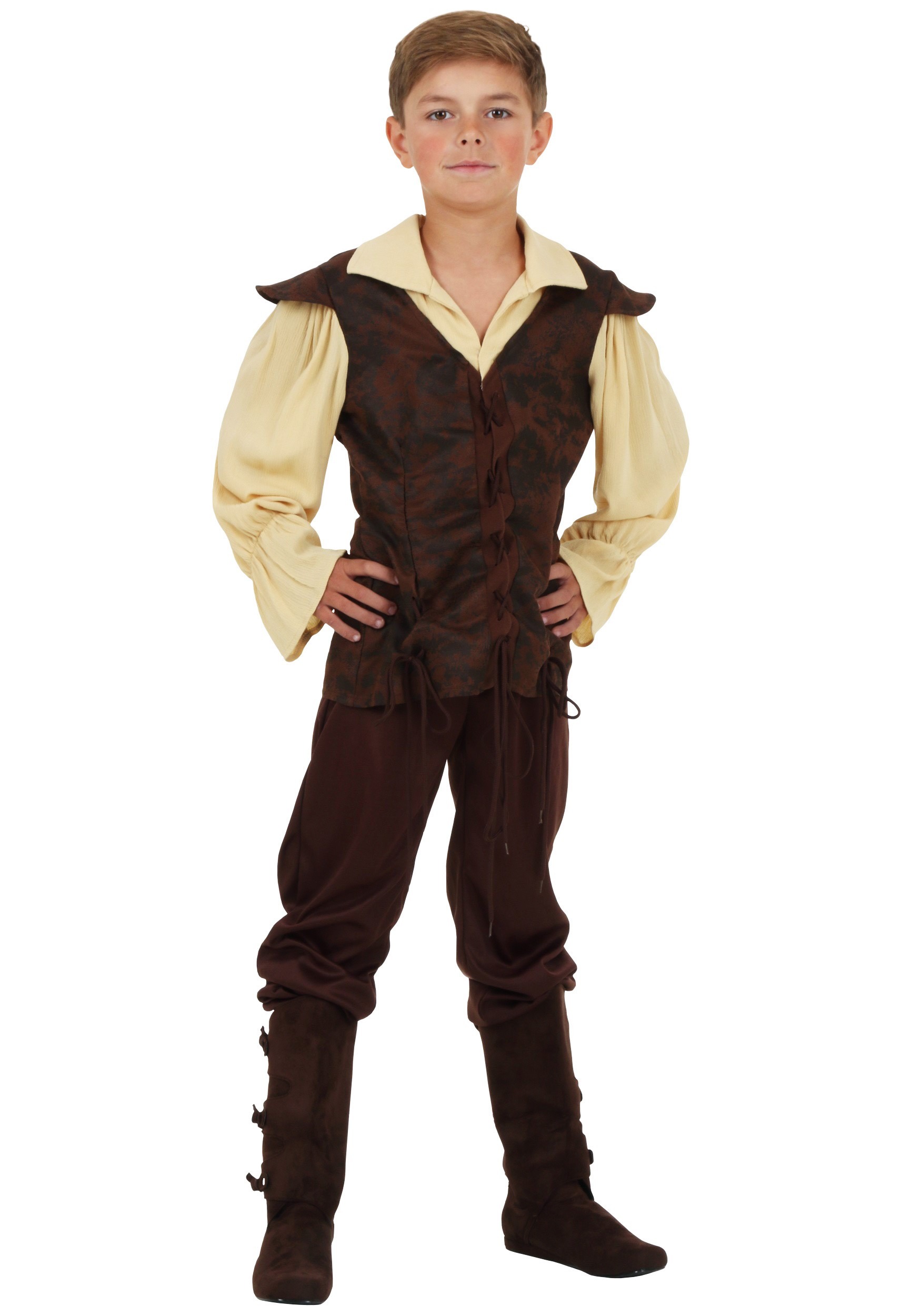Photos - Fancy Dress Squire FUN Costumes Renaissance  Costume for Boys Brown/Yellow FUN6074C 