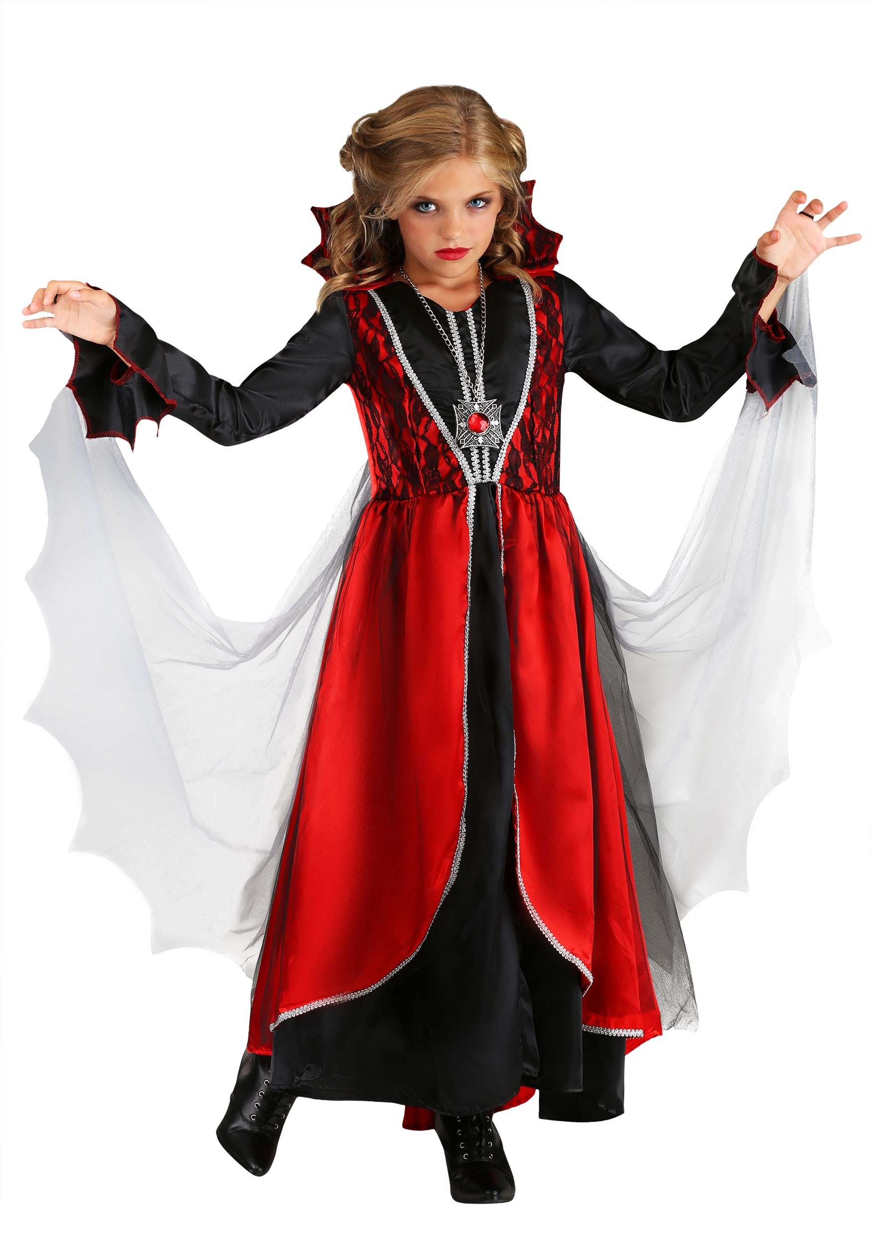 GOTHIC PRINCESS COSTUME Girls Large 12-14 Halloween Child Vampire Goth  Black NEW