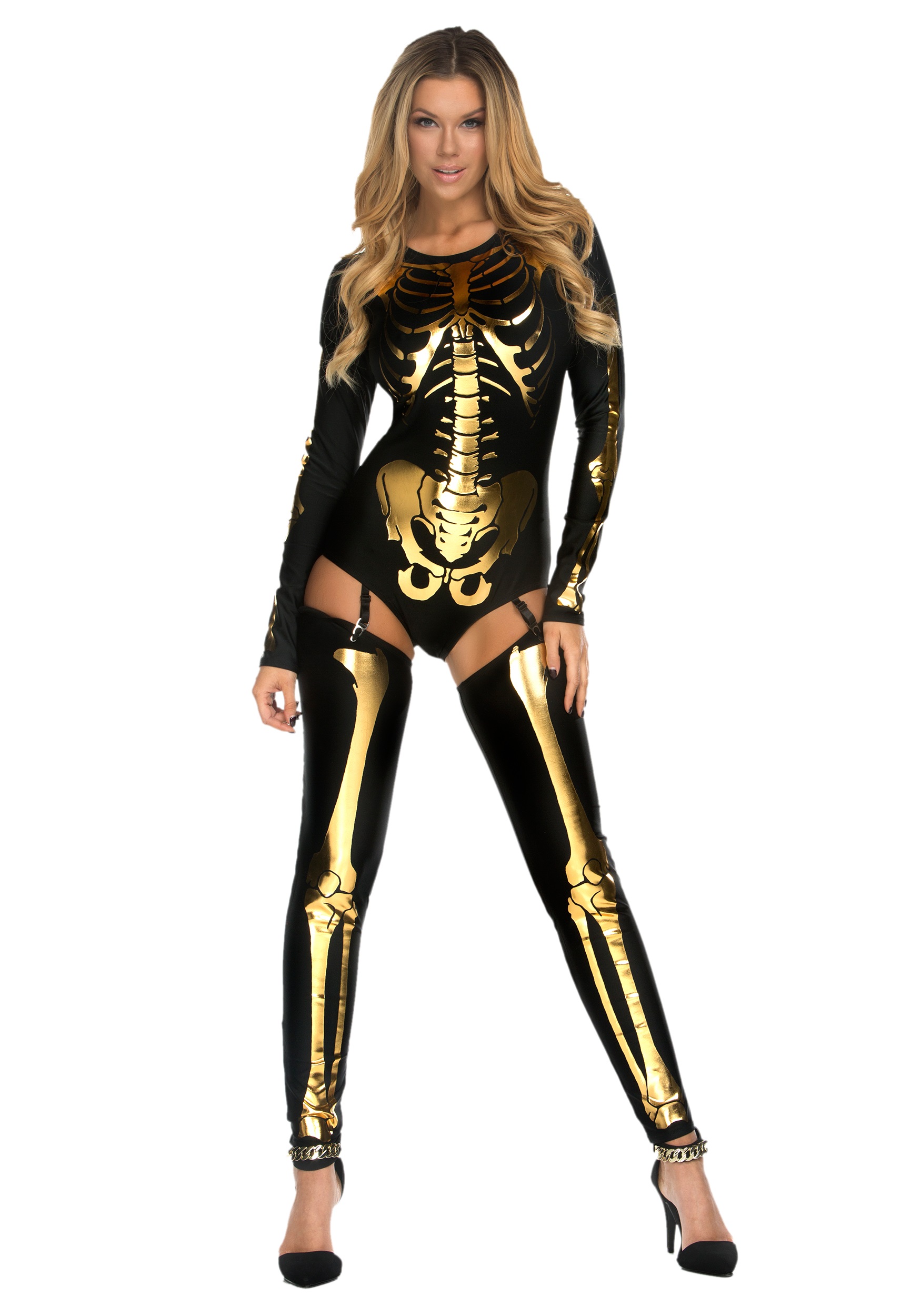 Womens Gold Bad to the Bone Costume
