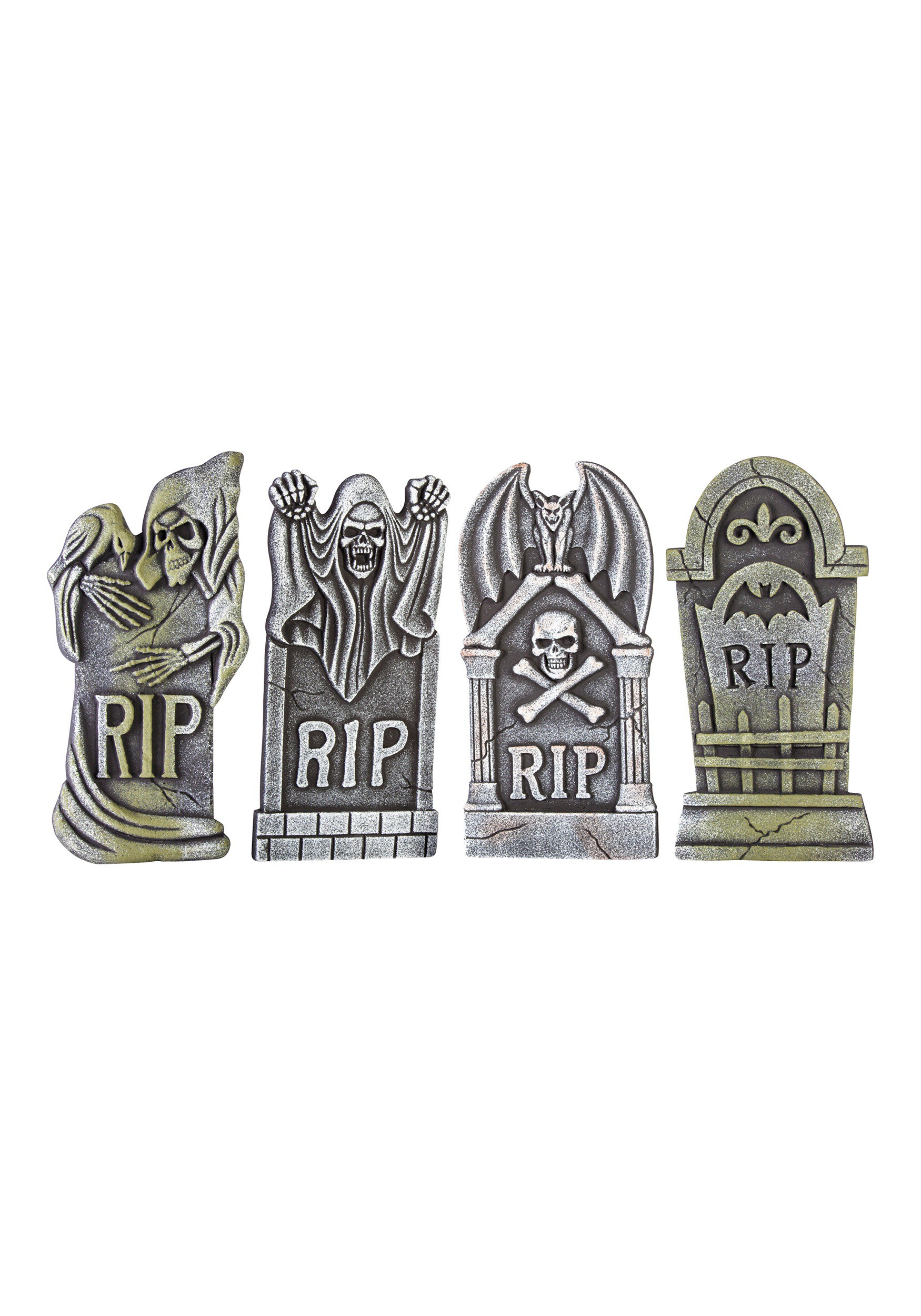Boneyard Halloween Set of 4 Tombstones Decorations