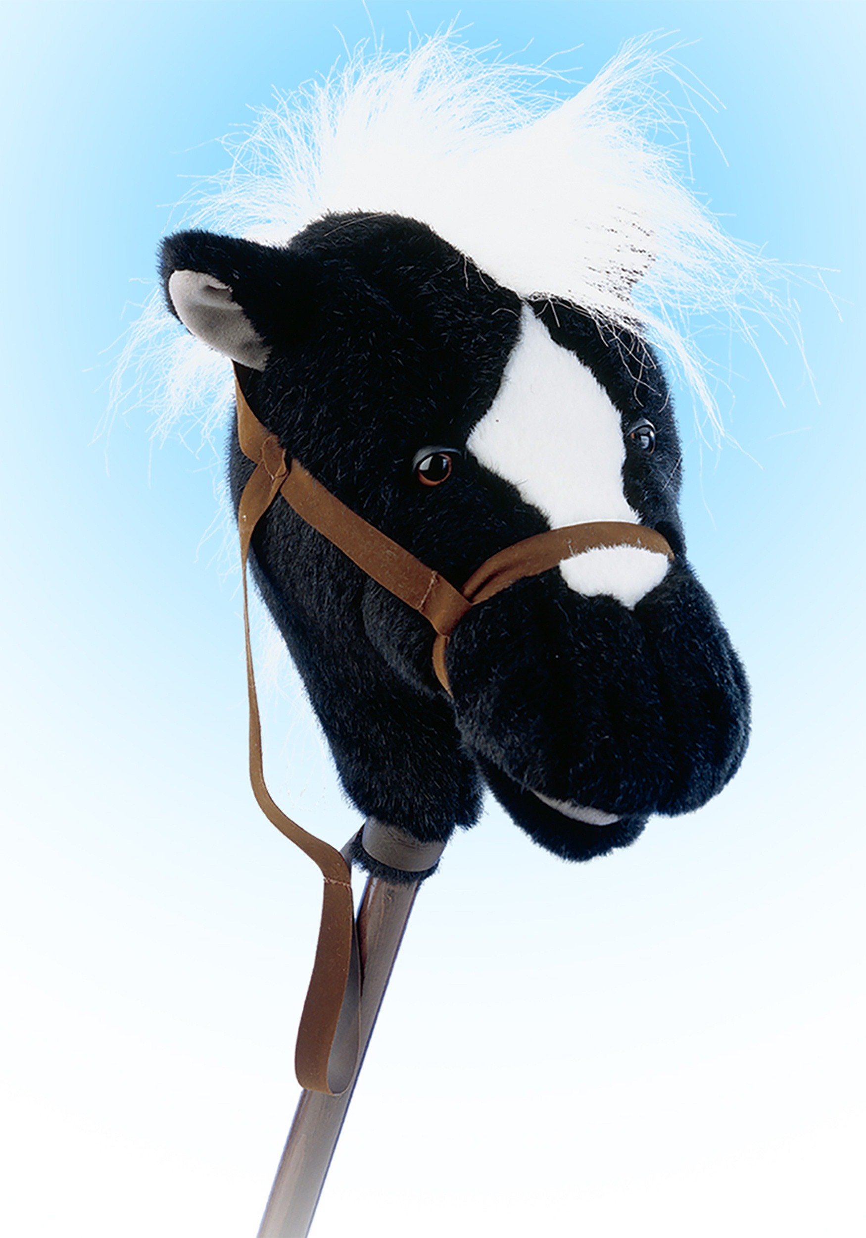 33 Inch Black Toy Horse on a Stick