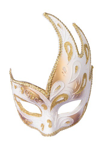 Adult Masquerade Gold Half Mask w/Ribbon