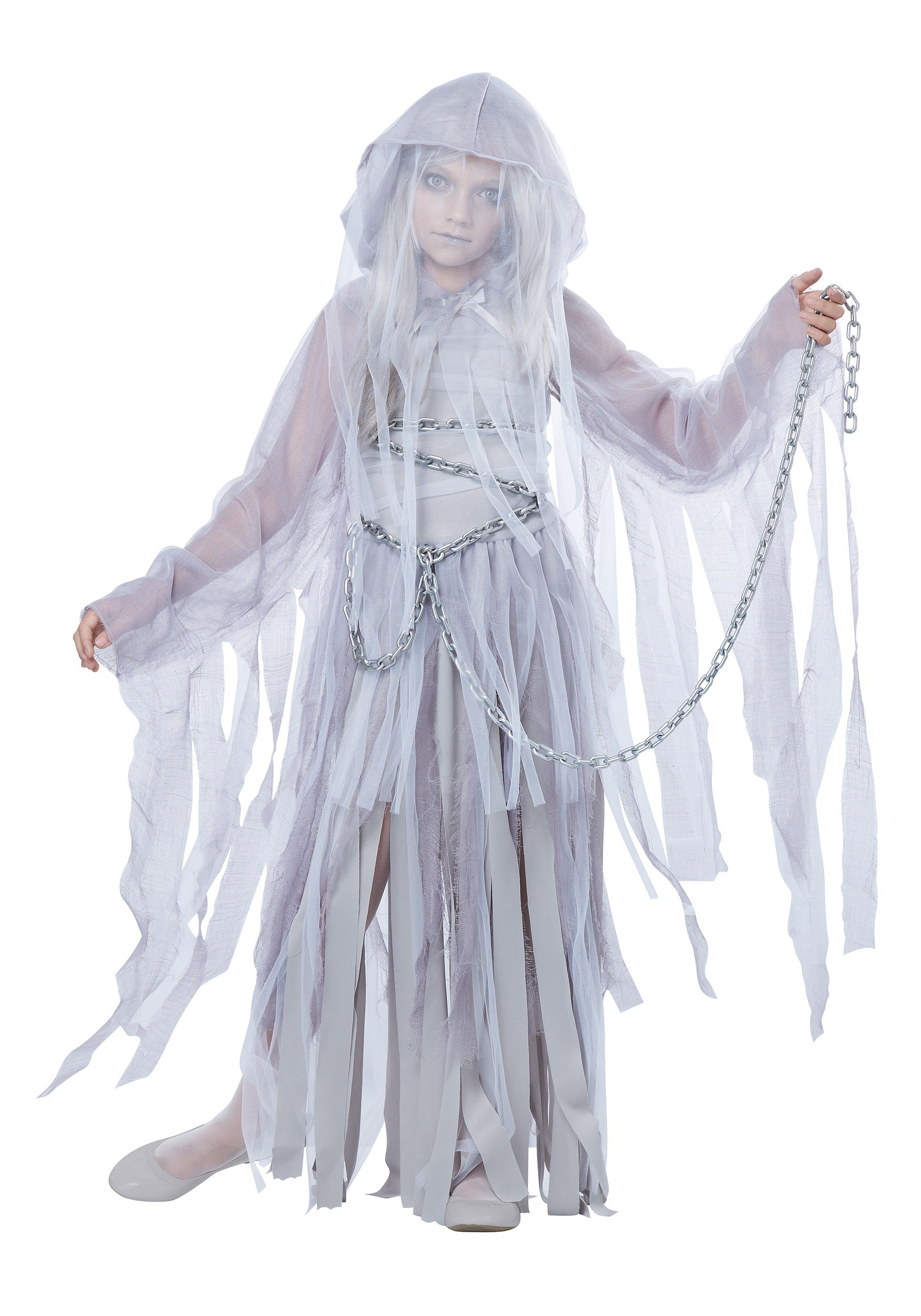 GIRLS GOTHIC GREY SPIDER PRINCESS HALLOWEEN GHOST DRESS COSTUME OUTFIT 4-6-8-10 