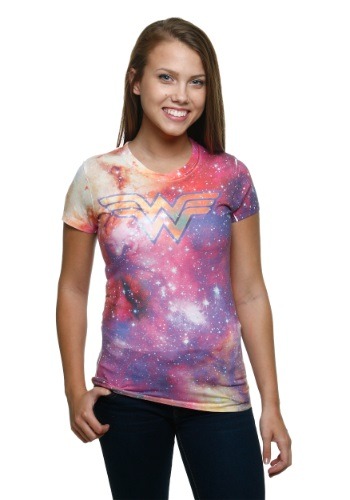 UPC 889832100092 product image for Wonder Woman Galaxy Sublimated Juniors T-Shirt | upcitemdb.com