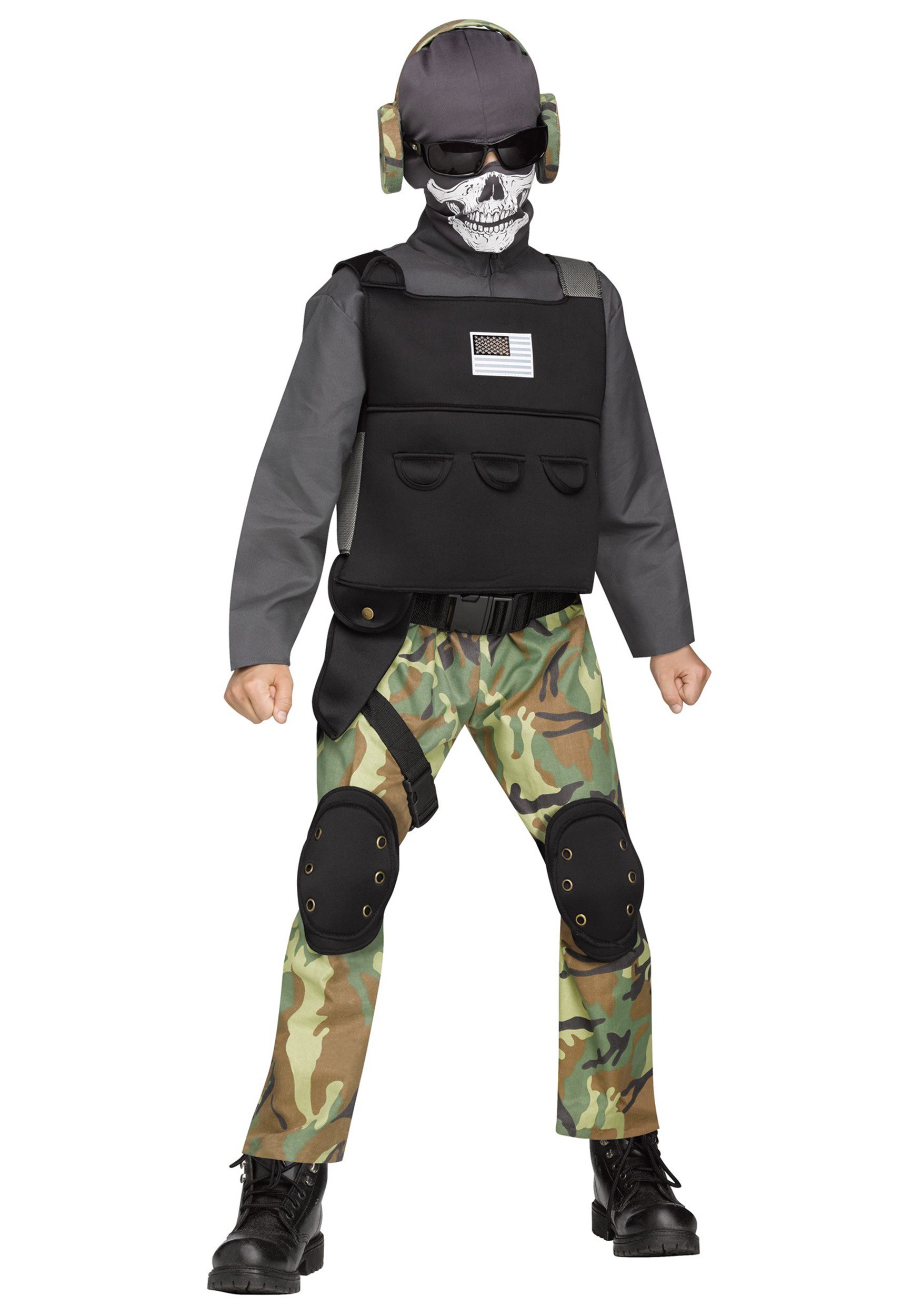 Photos - Fancy Dress Soldier Fun World Kids Skull  Costume Gray/Green FU117212 