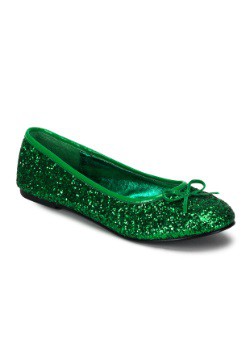 Women's Kelly Green Glitter Flats