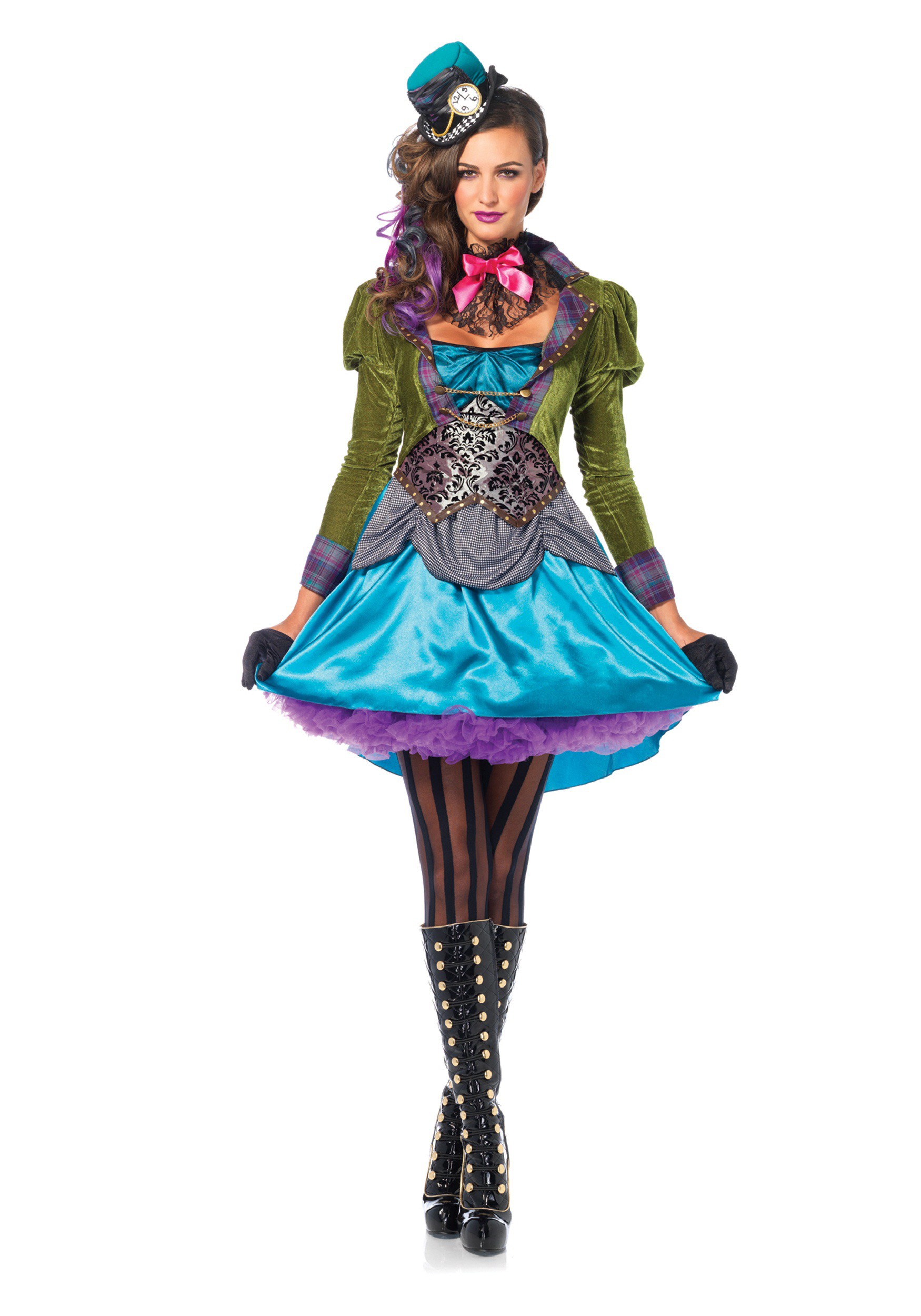 Mad Hatter Fancy Dress Costume Ladies Outfit Size 8-16 Cosplay Alice Wonderland 