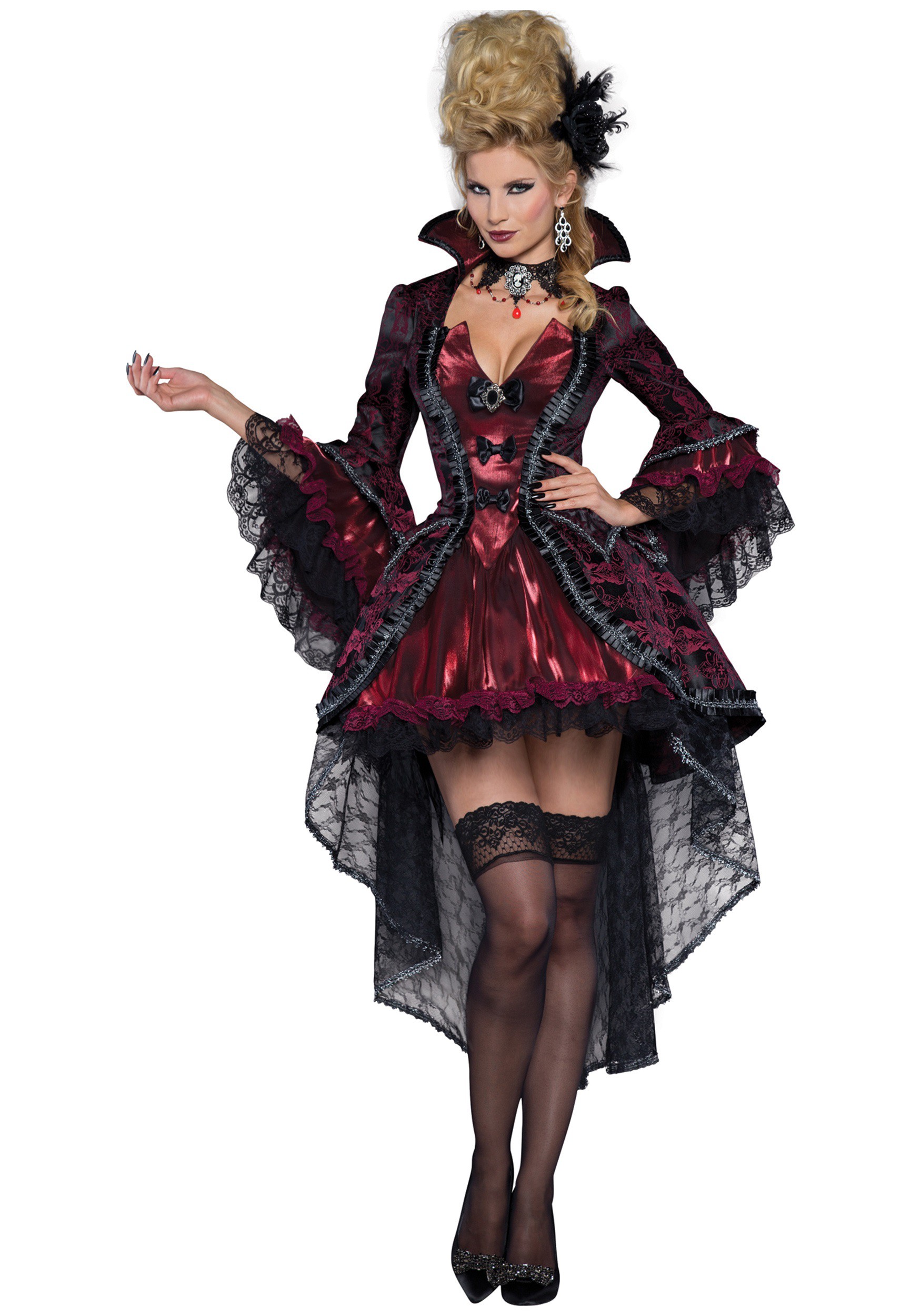 Vampire Countess White Victorian Adult Women's Halloween Costume Dress SM-XL 