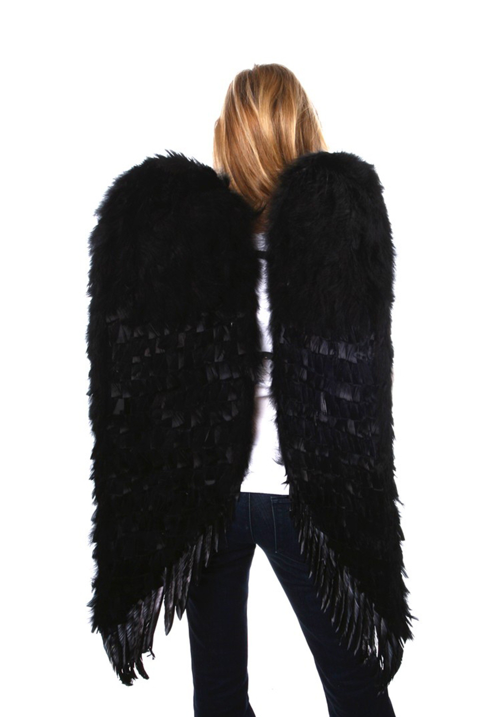 Large Black Feathered Angel Wings