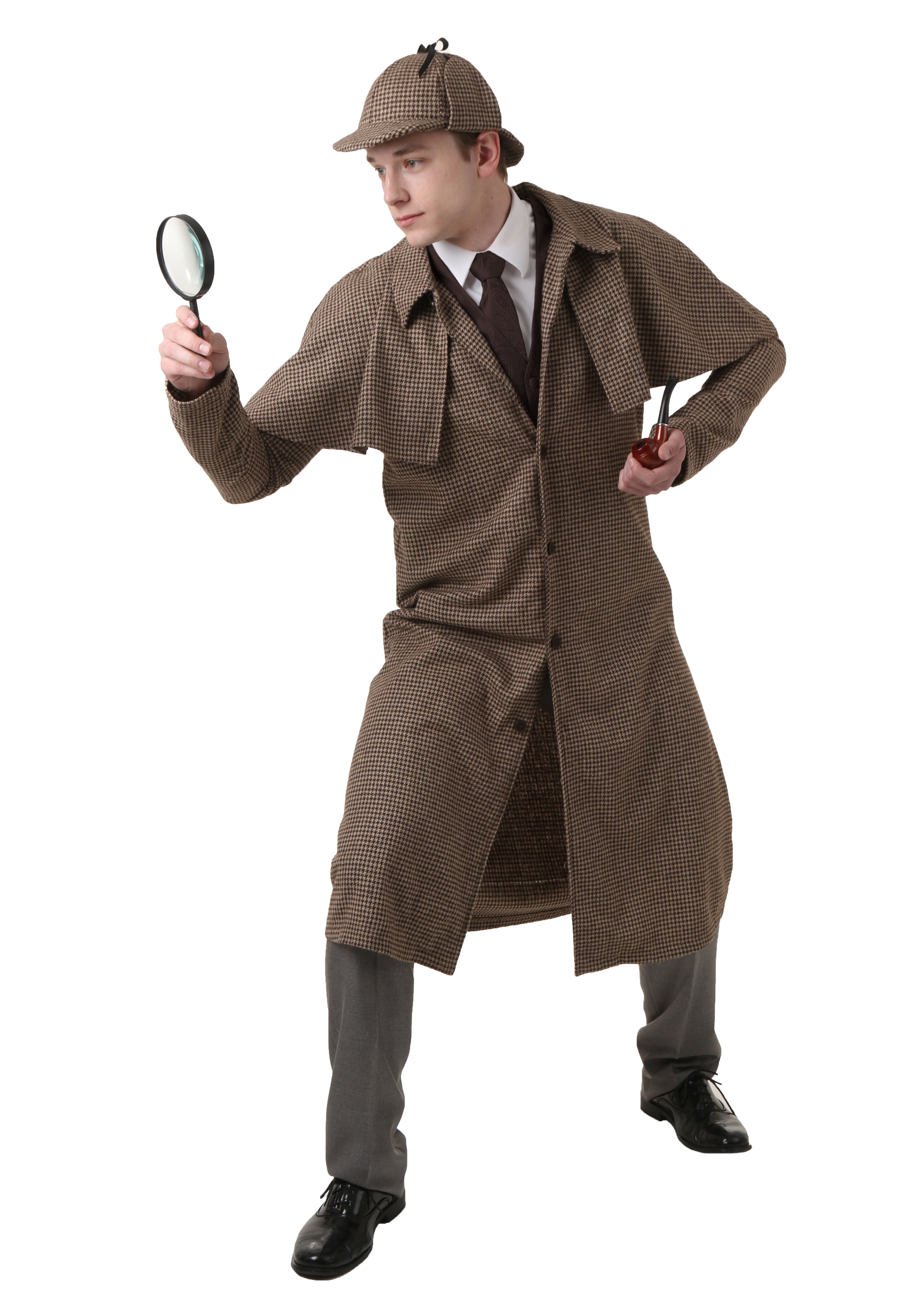 Photos - Fancy Dress Sherlock FUN Costumes  Holmes Plus Size Costume for Men Brown/Beige FUN 