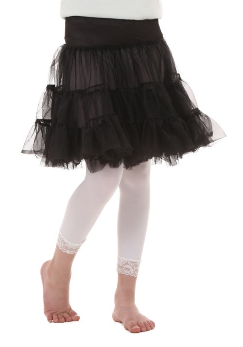 Knee Length Kids Black Crinoline