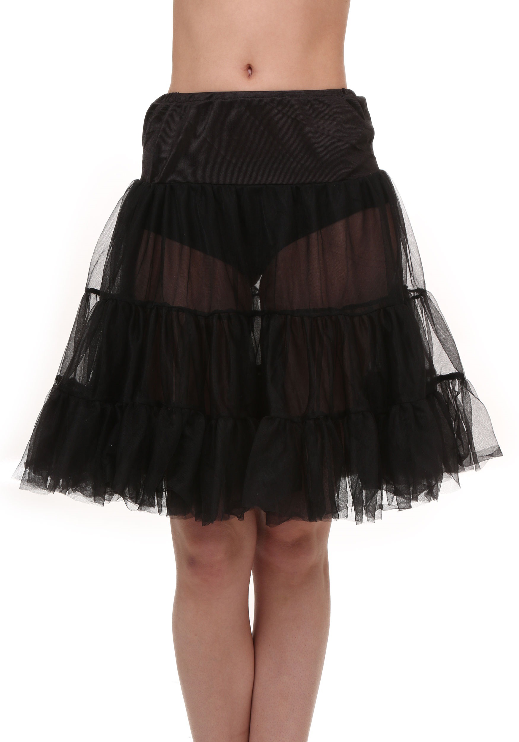 Plus Size Black Knee Length Crinoline Skirt