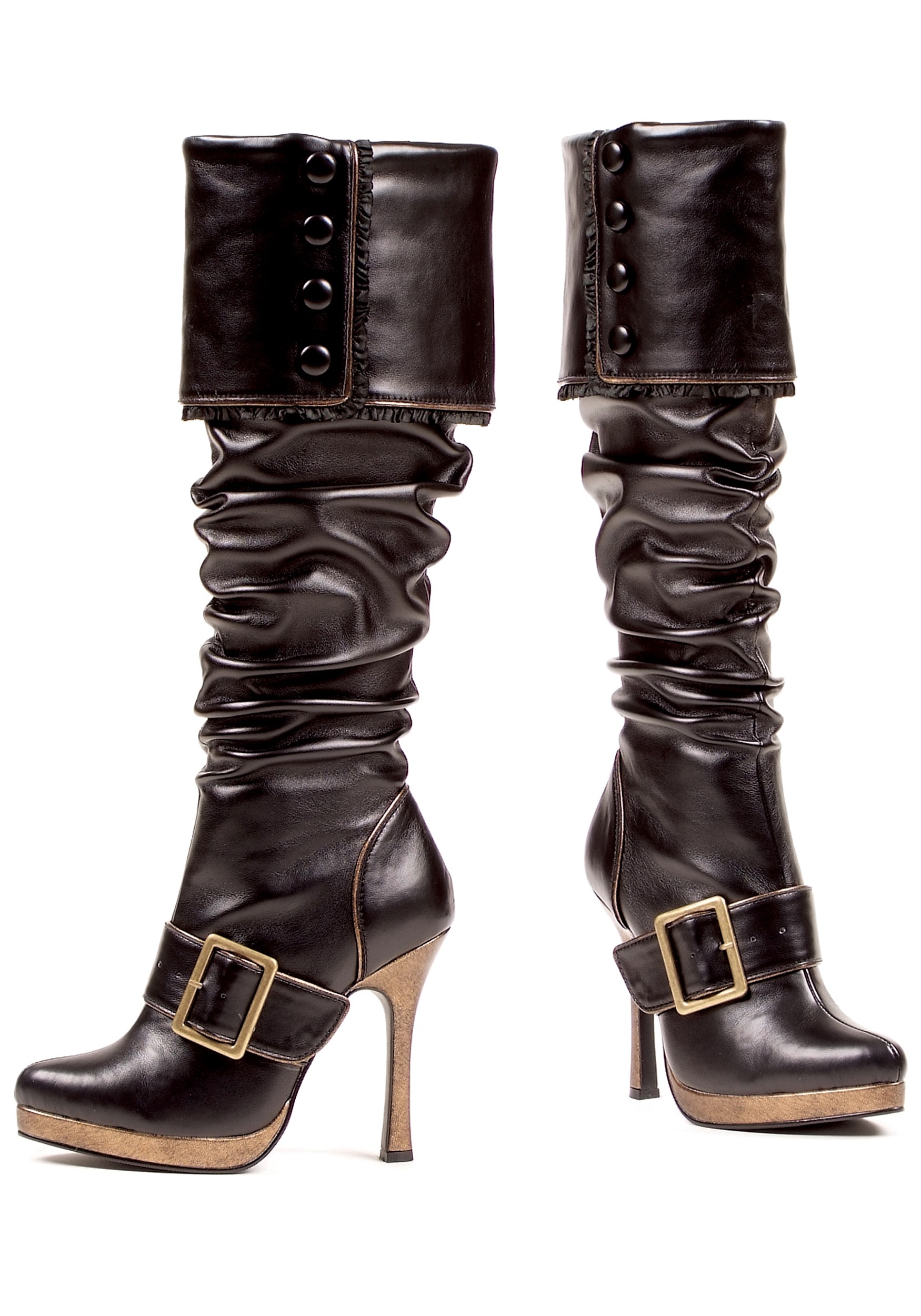 Womens Sexy Buckle Pirate Costume Boots