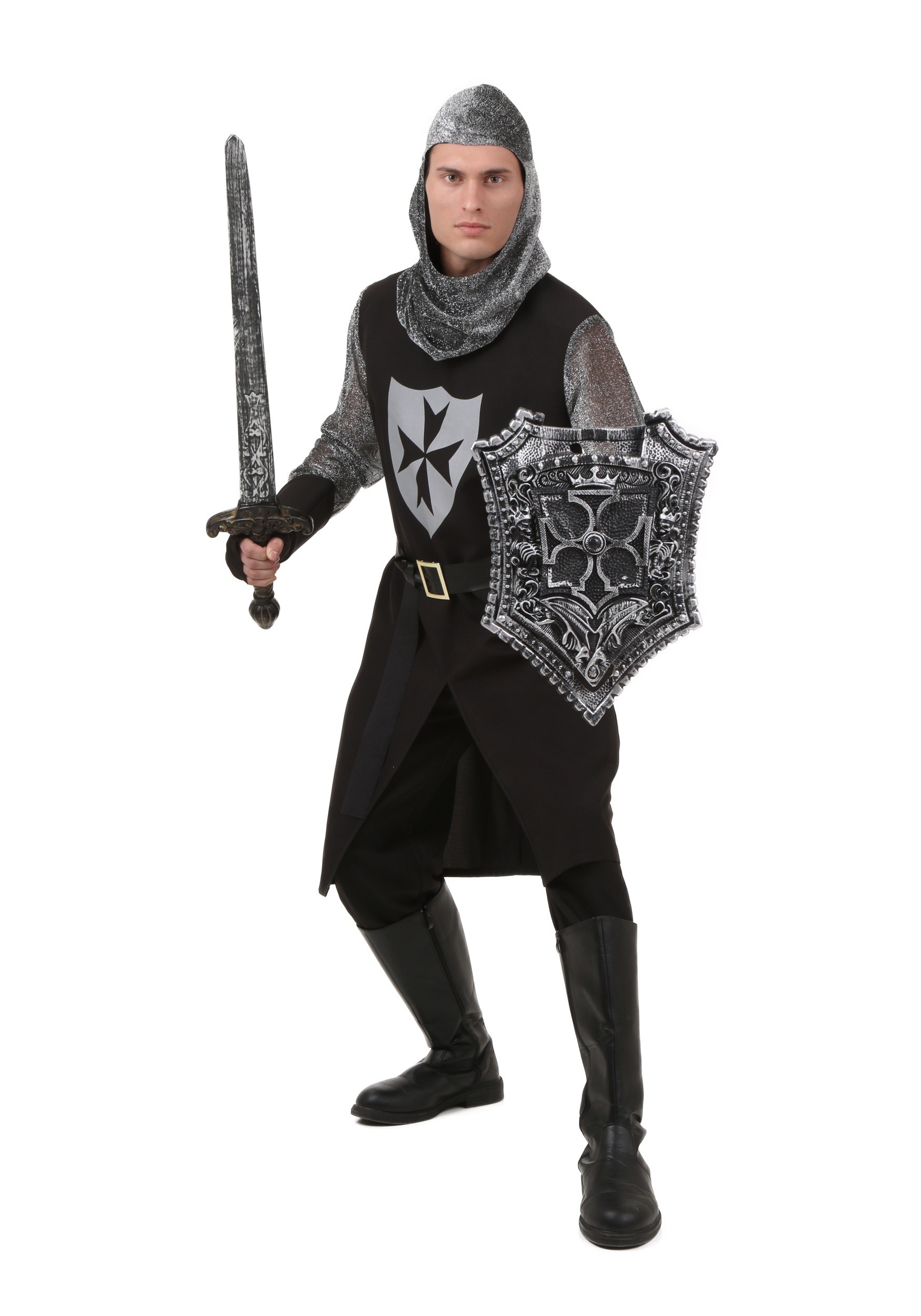 Photos - Fancy Dress Knight FUN Costumes Plus Size Black  Men's Costume | Warrior Costumes Black 