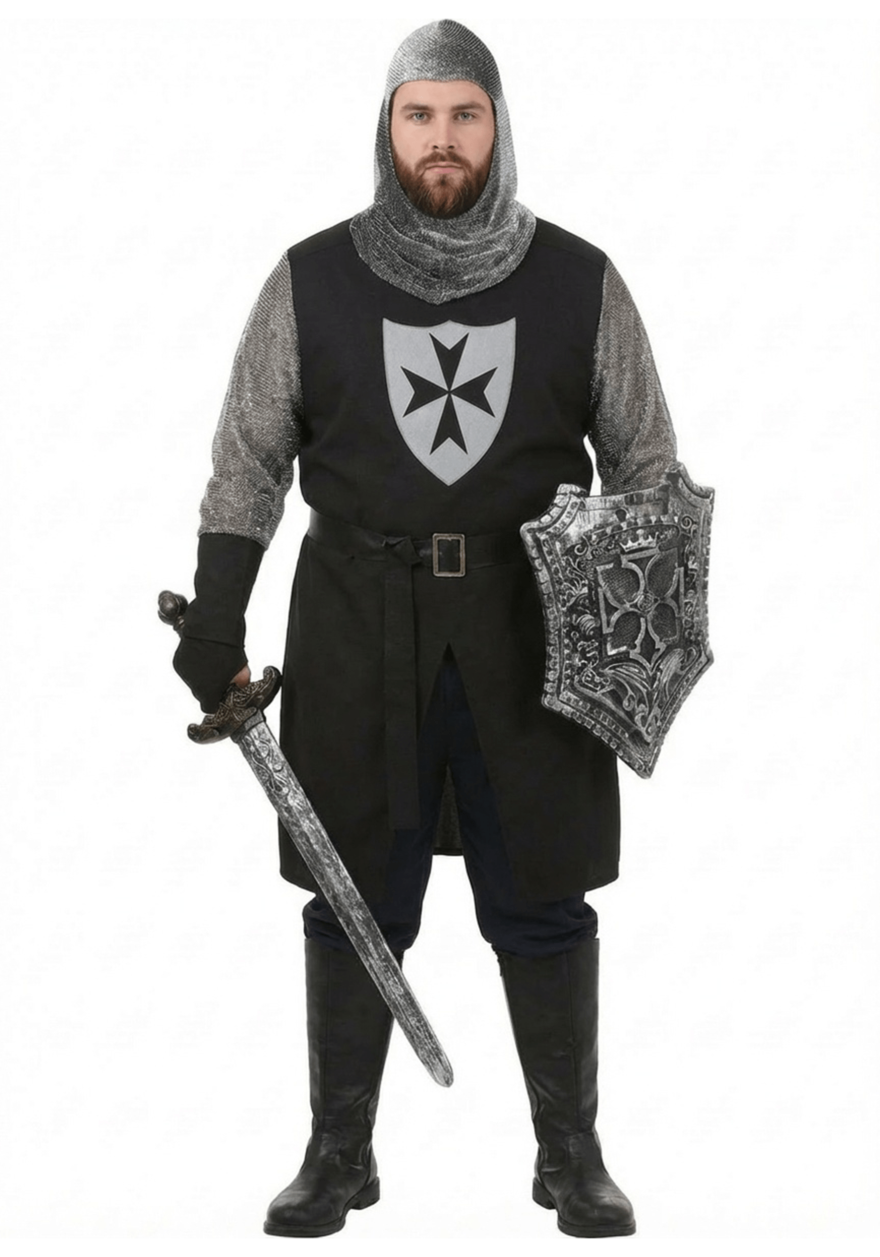 Plus Size Black Knight Men's Costume