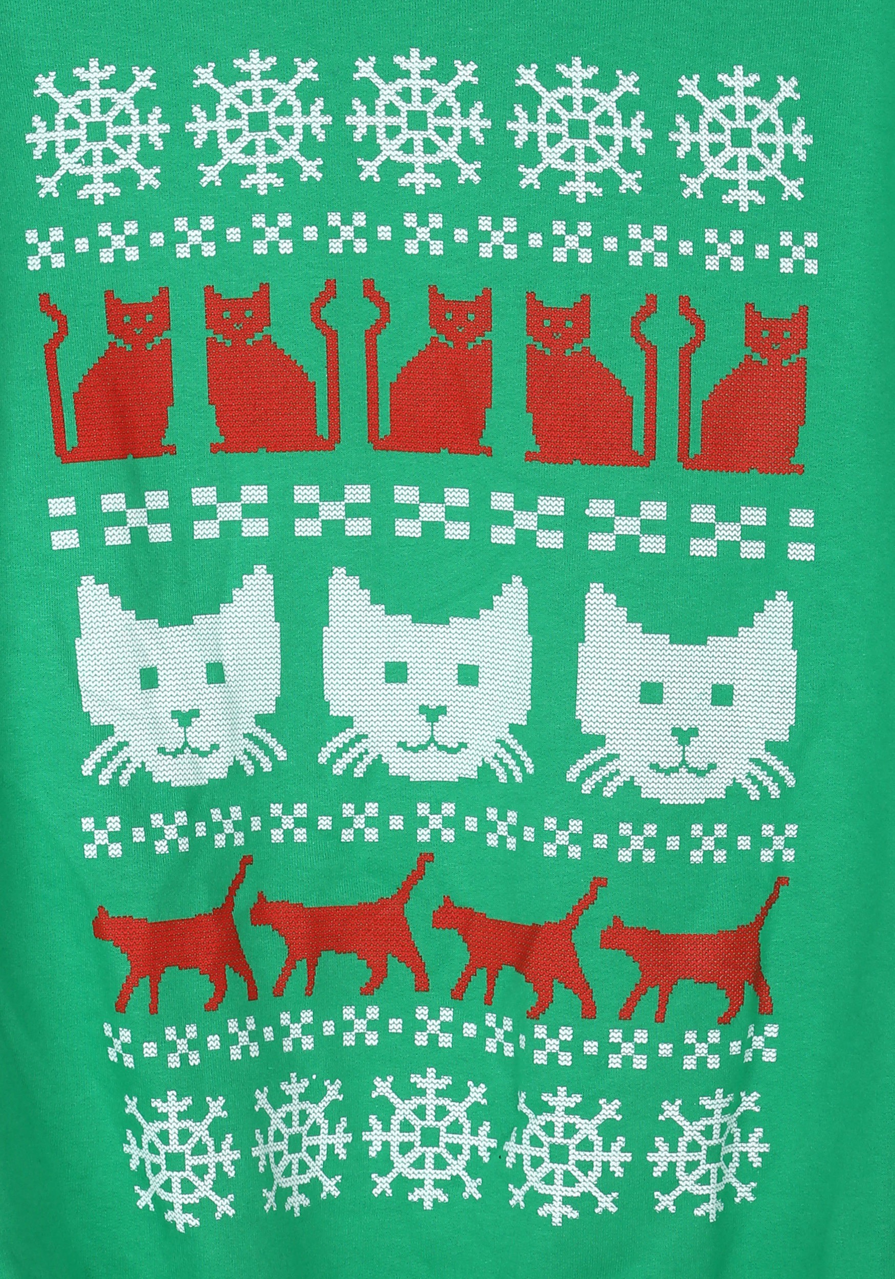 Ugly Christmas Sweater Kitty Pattern Mens Sweater