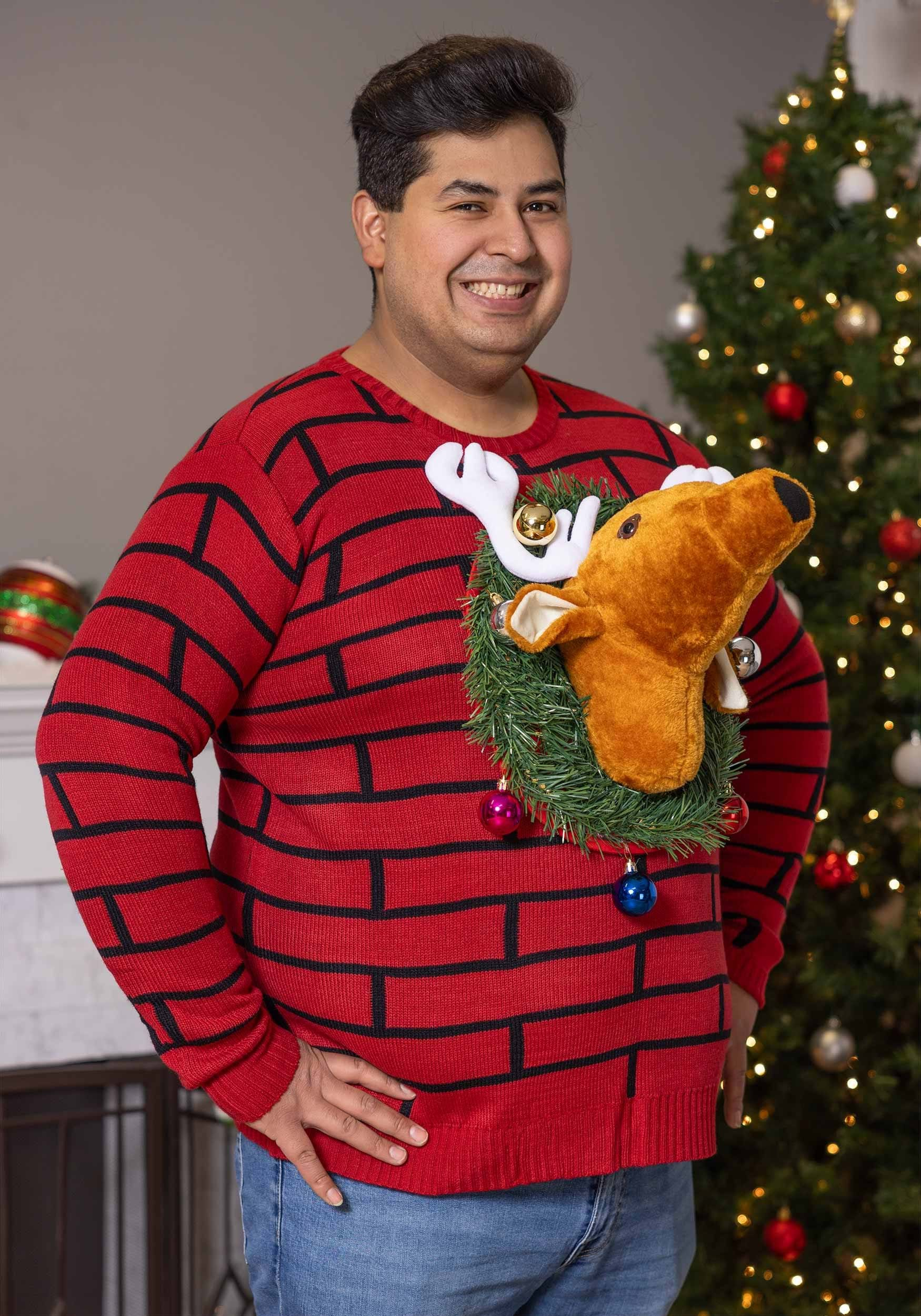 Adult Reindeer Head Ugly Christmas Sweater | Made by Us Sweaters