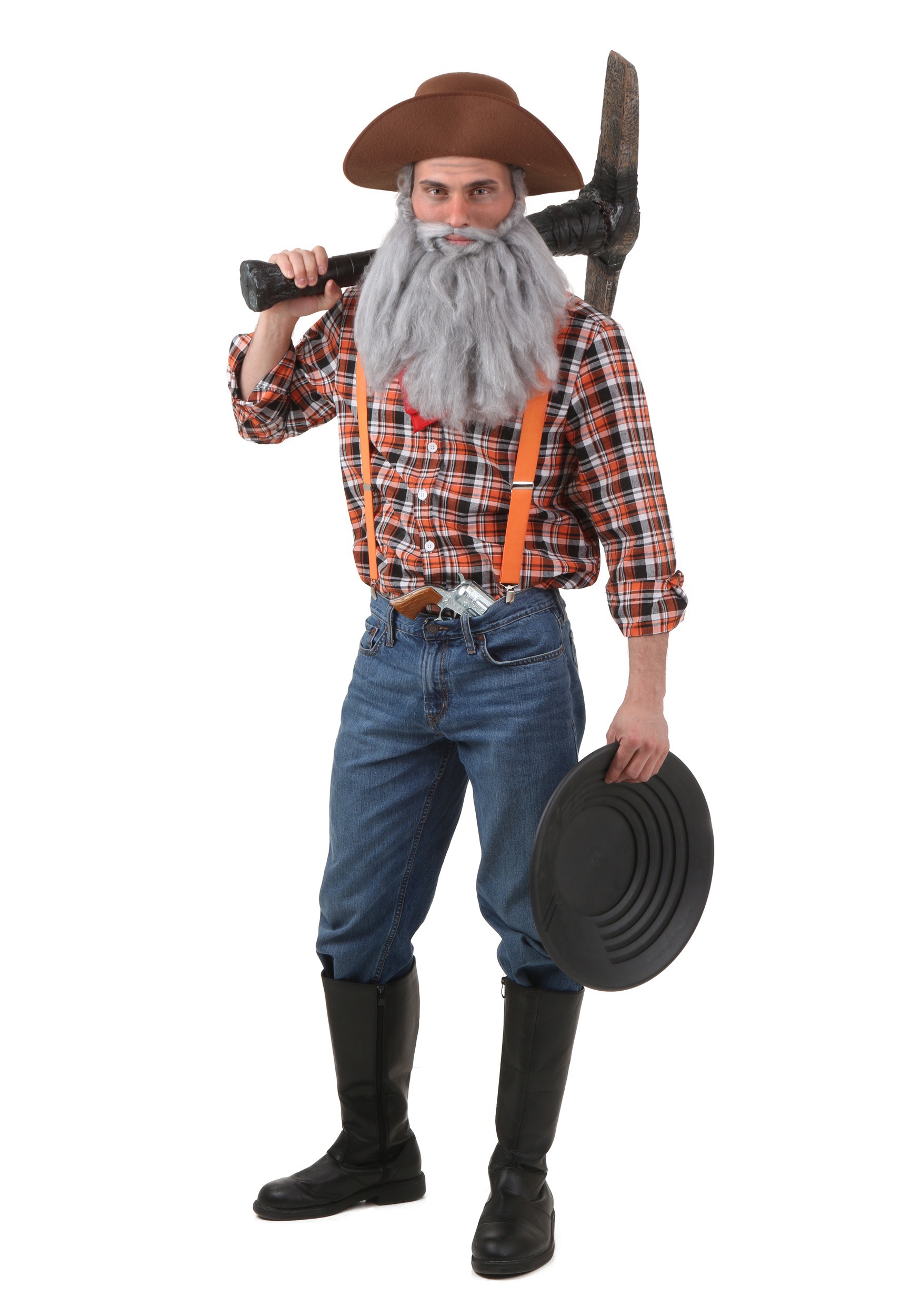 Photos - Fancy Dress FUN Costumes Plus Size Men's Prospector Costume Brown/Orange FUN2321PL