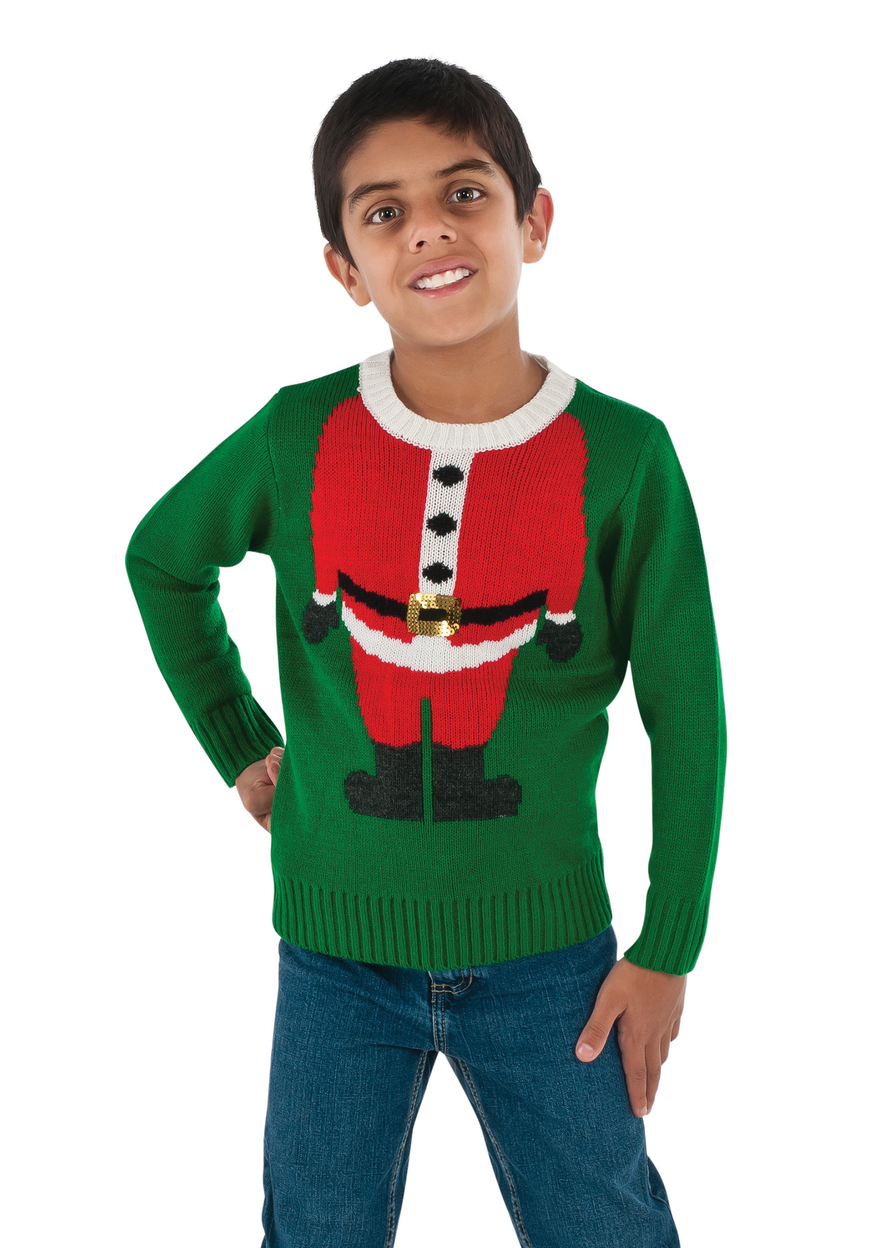 Child Santa Head Ugly Christmas Sweater